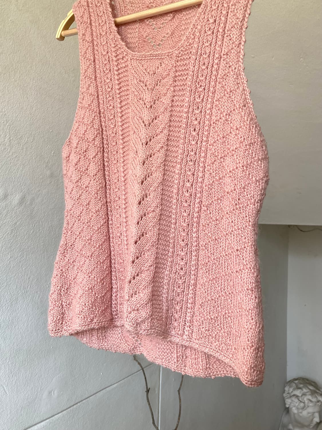 크로셰 핑크 슬리브리스 뜨개 니트 상품이미지3