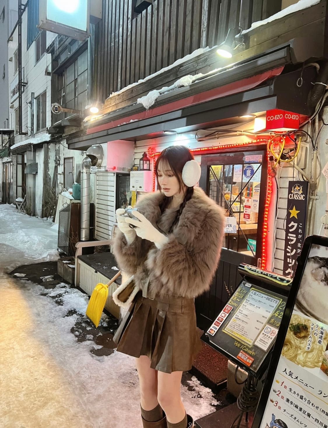 라벨르블랑 레더 버클 플리츠 스커트 S 상품이미지3