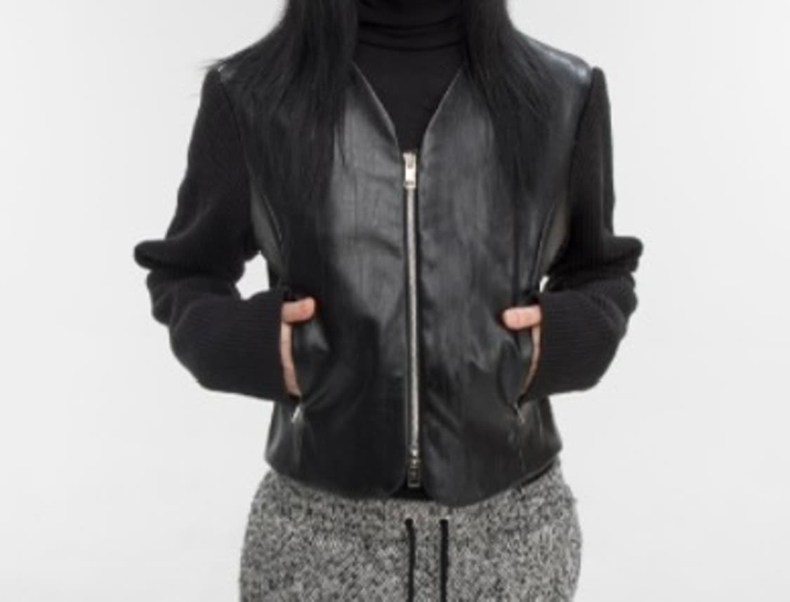 김미더영 레더 니트 자켓 상품이미지1
