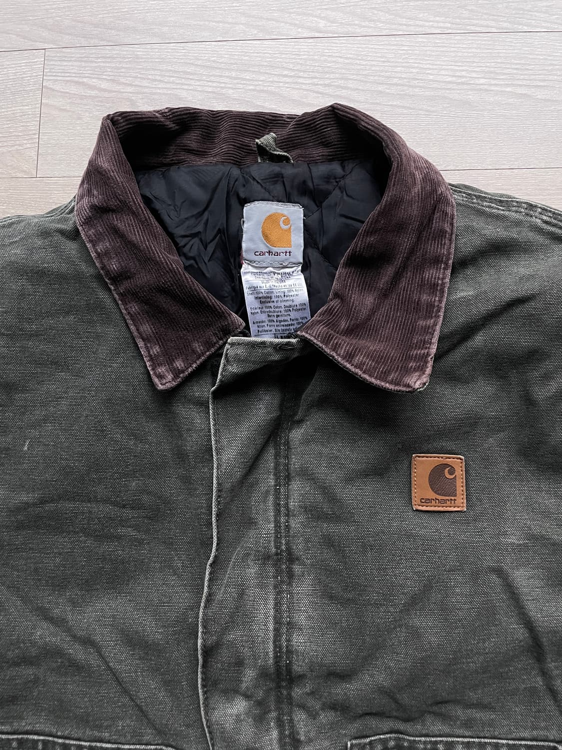 칼하트 J22 mos 모스 그린 디트로이트 아크틱 자켓 빈티지 상품이미지4