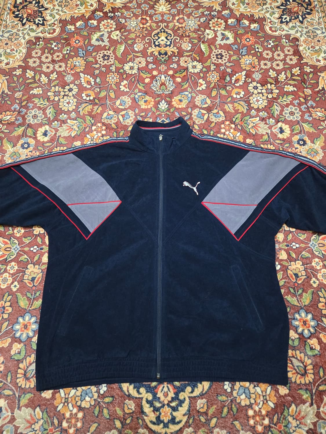 [90s XXL] Vintage 푸마 벨루어 사이드라인 트레이닝 자켓 상품이미지5