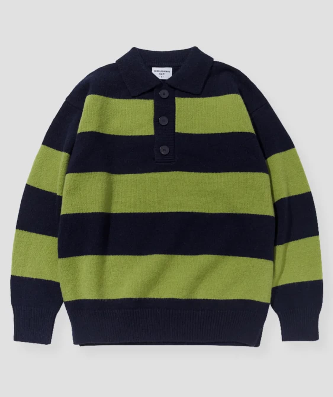 굿라이프웍스 오버핏 럭비 스트라이프 니트 라임 S GLW 상품이미지1