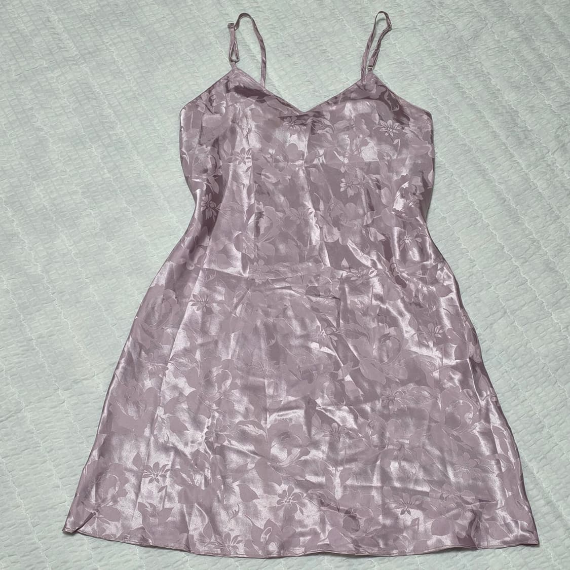 빈티지 로맨틱 연보라 플라워 새틴 슬립 원피스 상품이미지3
