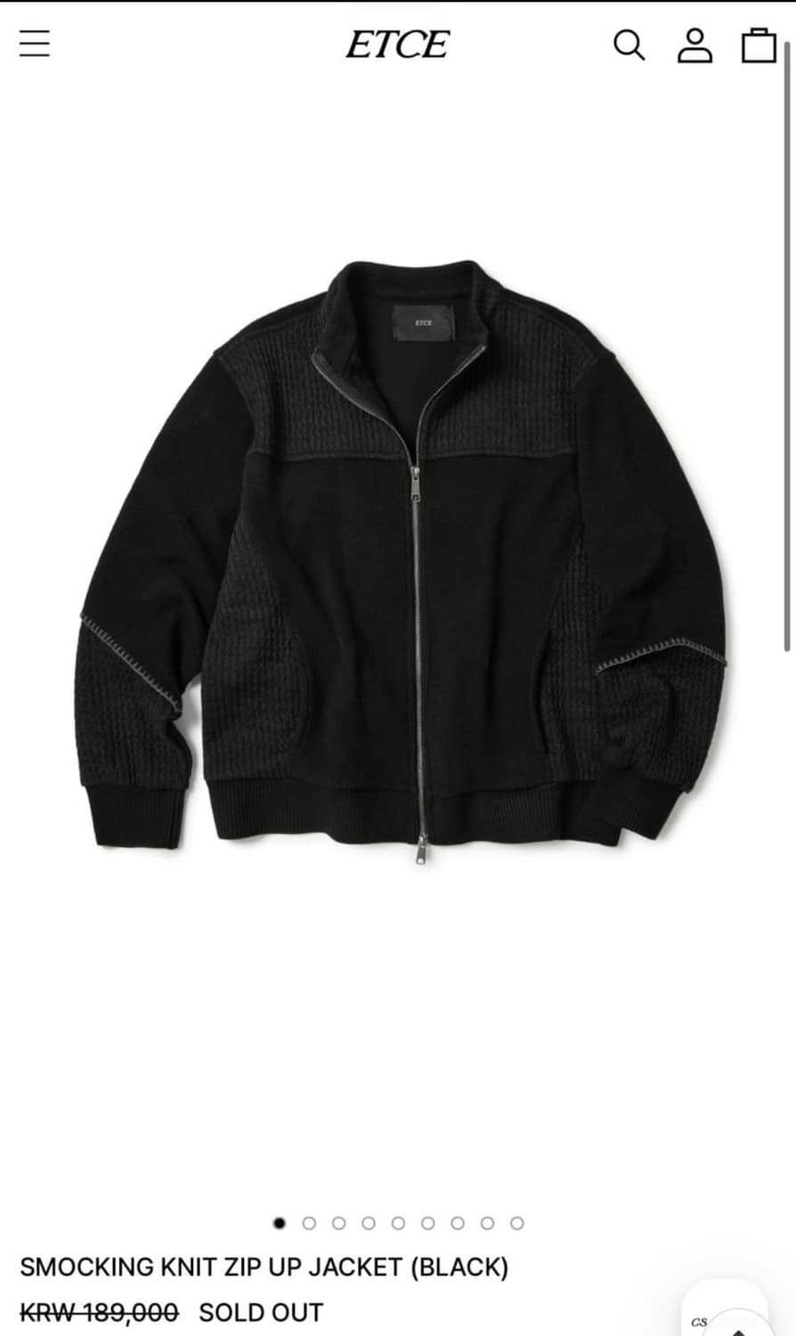 [M] ETCE 스모킹 니트 집업 블랙  상품이미지1