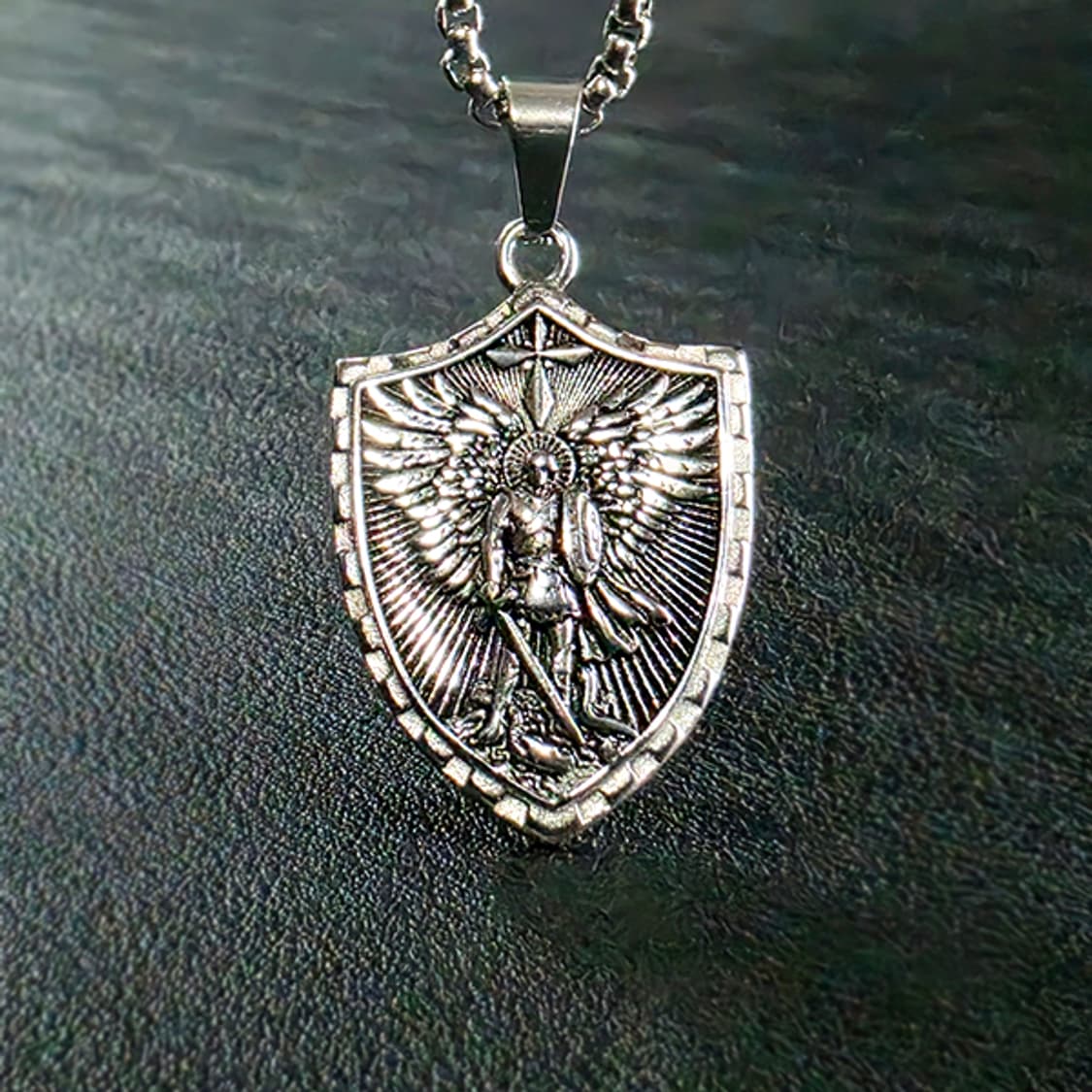 Divar 티타늄 펜던트 빈티지 엔틱 천사 방패 엠블럼 남자 목걸이 상품이미지7
