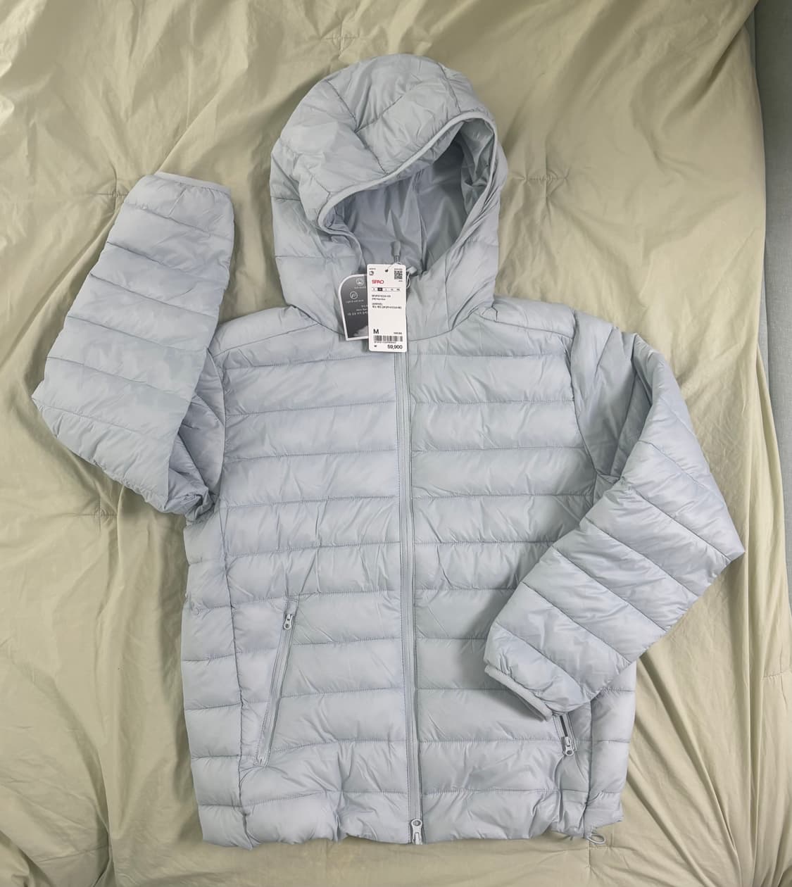 (페일블루 -> 라이트베이지) 스파오 씬라이트 후드 재킷 경량패딩 교환 상품이미지2