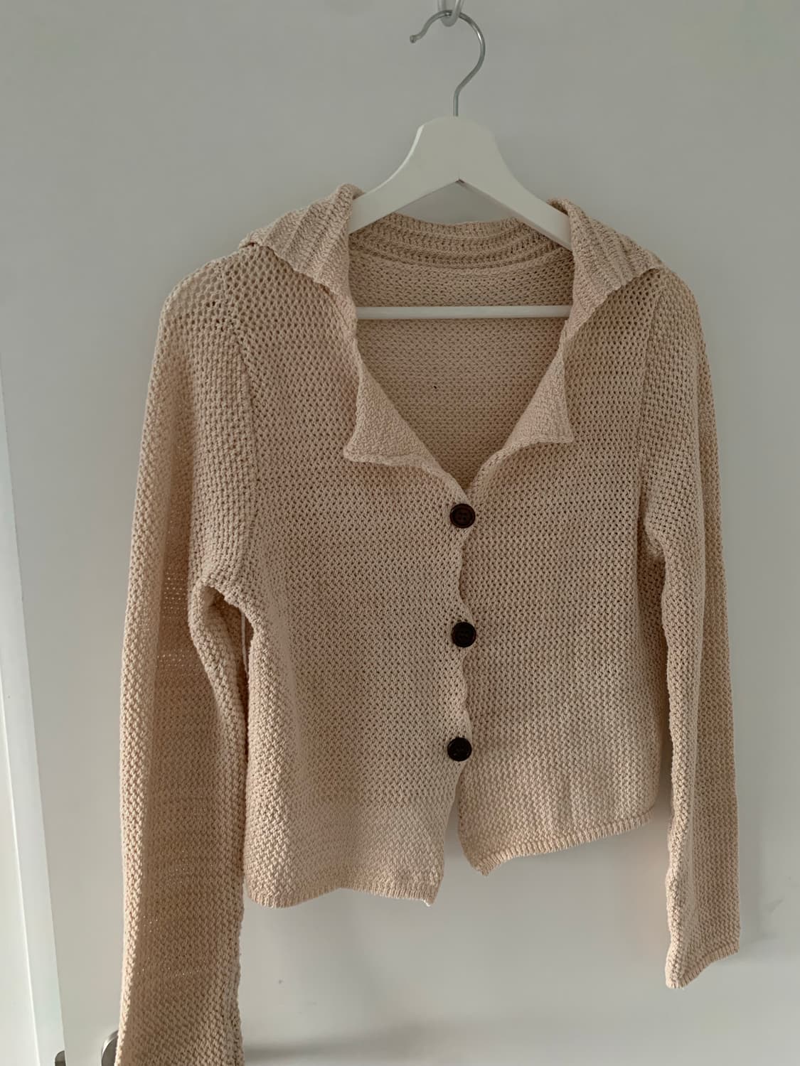베이지 카라 니트 가디건 상품이미지2