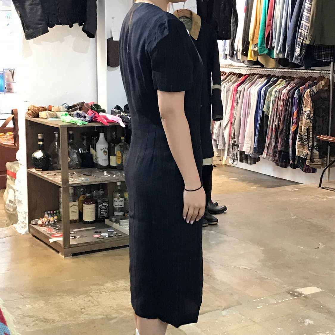 브룩스브라더스 블랙 네이비 스트라이프 풀버튼 린넨 원피스 여성 55  상품이미지8