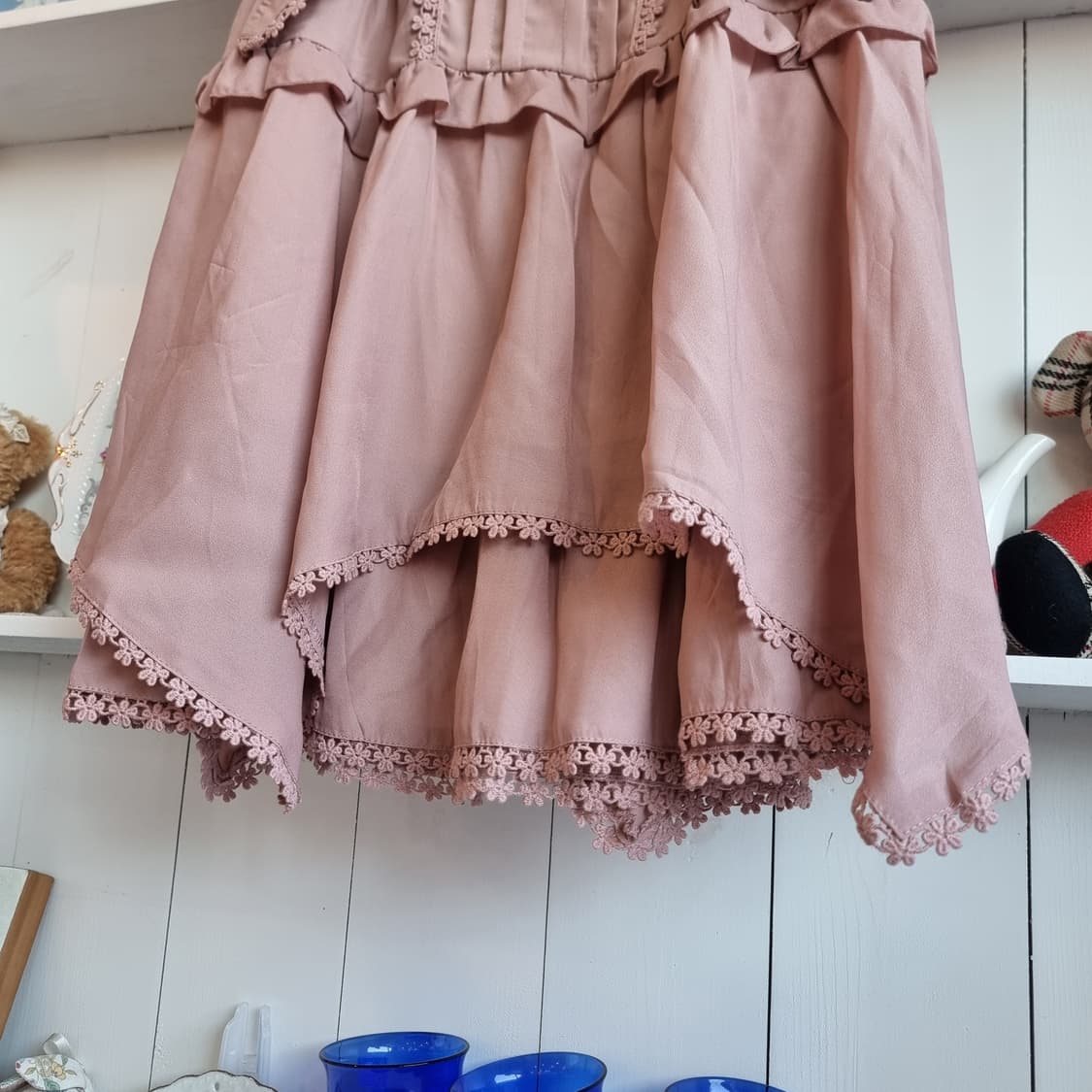 액시즈팜 레이스 프릴 핑크 스커트 상품이미지3