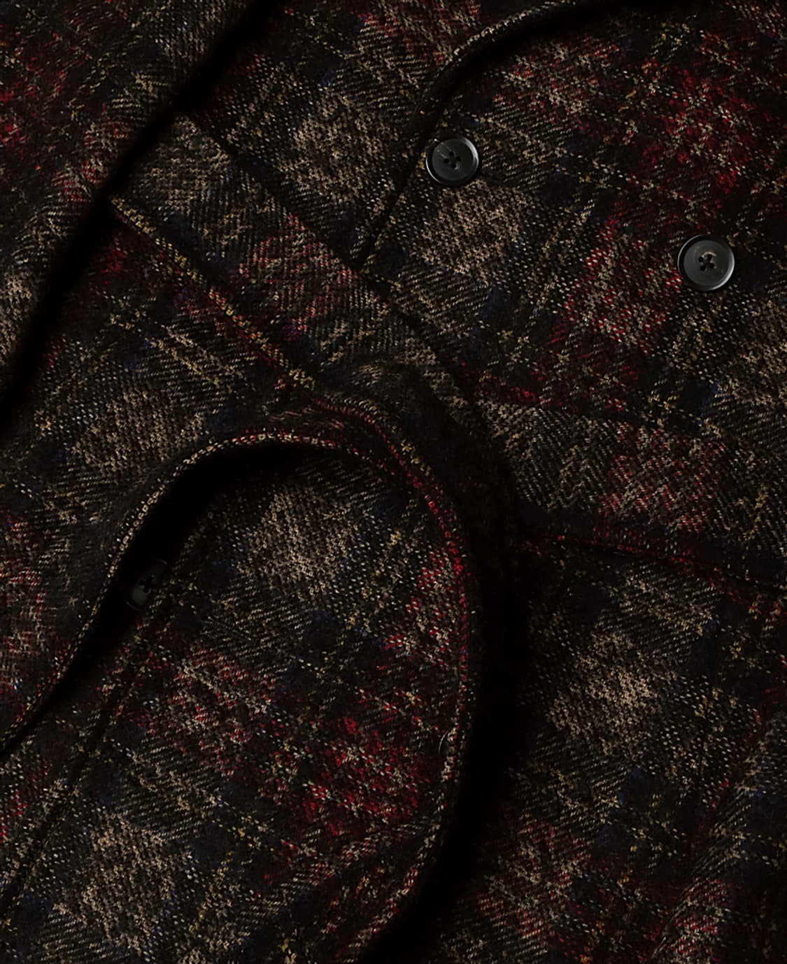 에토네 [Etonne] 버건디 체크 헤어리 벨티드 더블 코트 클래식 상품이미지3