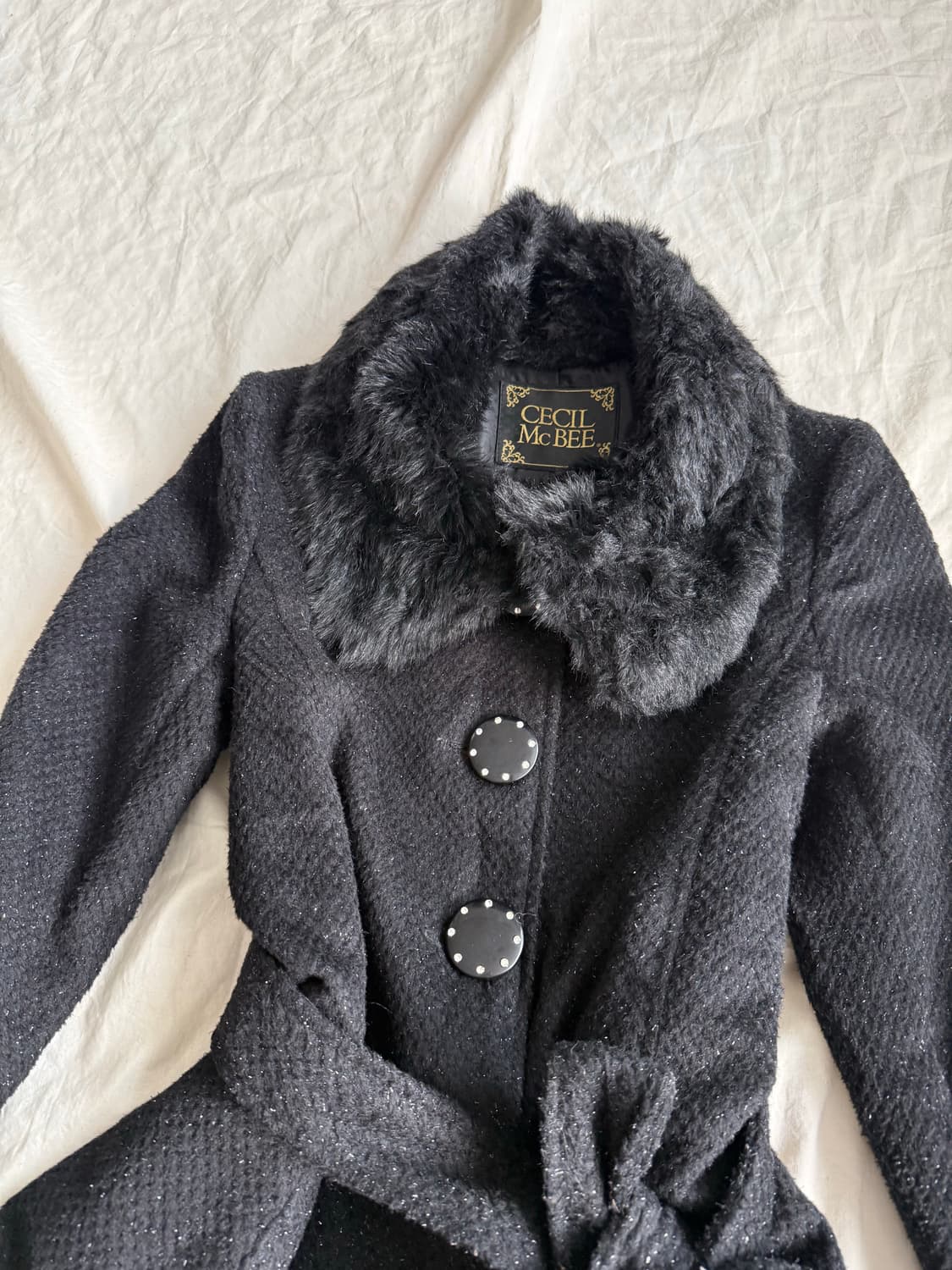 세실맥비 로맨틱고딕 오네갸루 고스로리 펑크 달천 트위드 퍼 트리밍 코트 상품이미지3