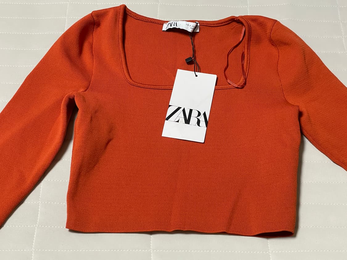 [새상품]ZARA 니트 크롭탑 오렌지 S 상품이미지2