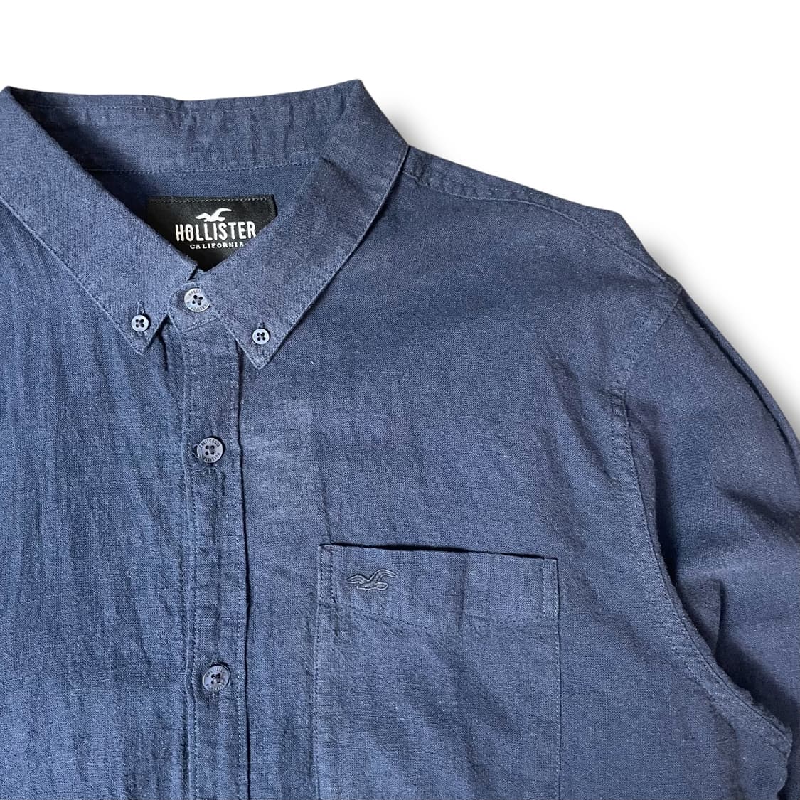 홀리스터 네이비 미니로고 린넨 셔츠 L 상품이미지3