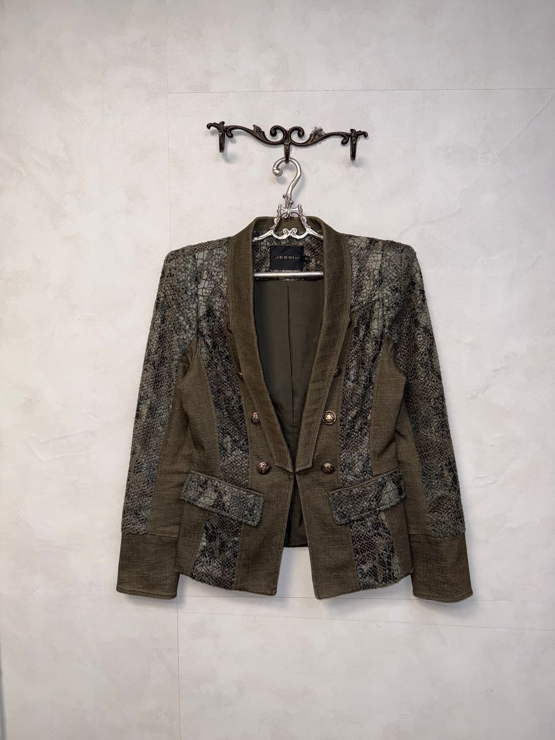 Jessi Newyork khaki python button setup  상품이미지6