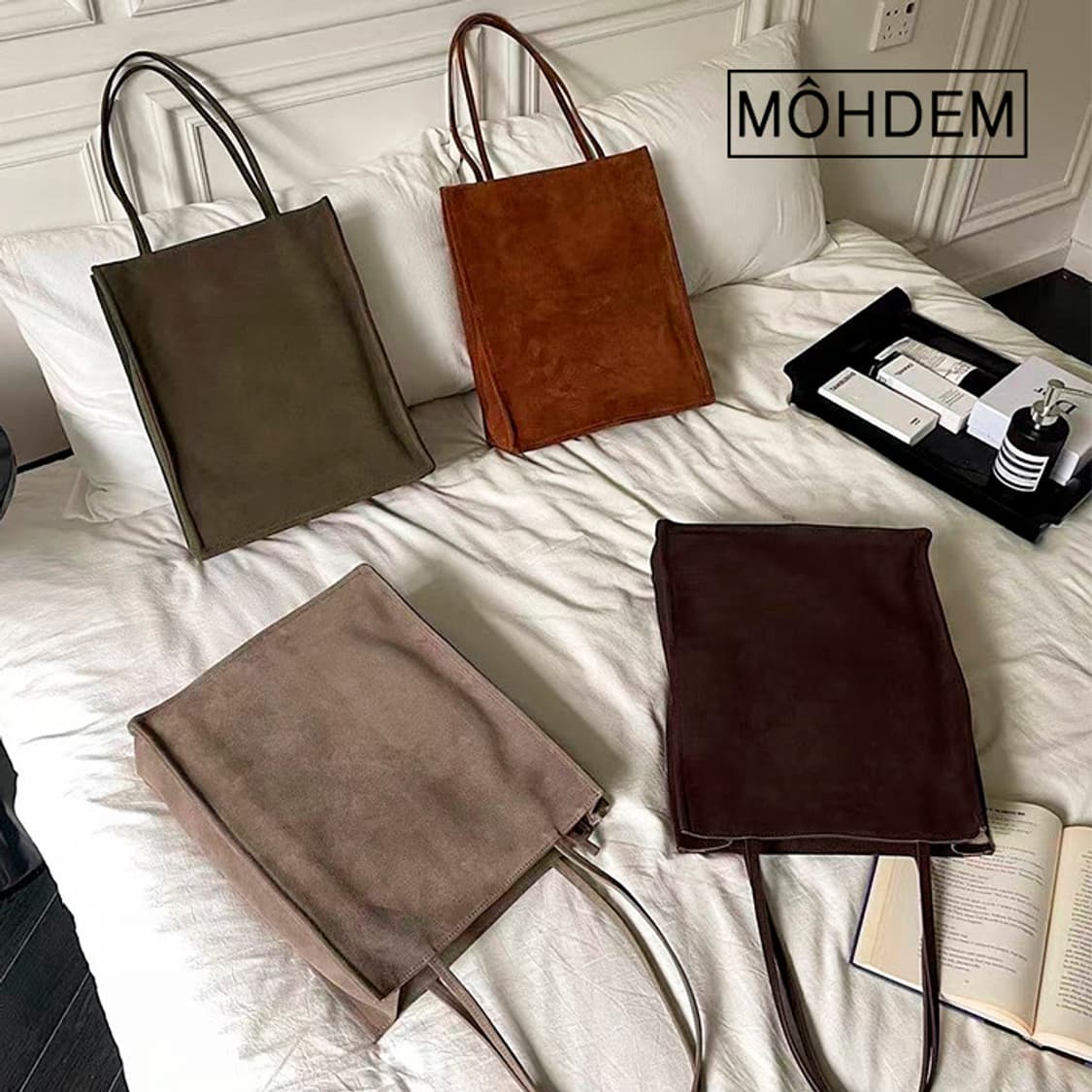 [Uinsex] 로우 스웨이드 토트백 가죽 가방 상품이미지7