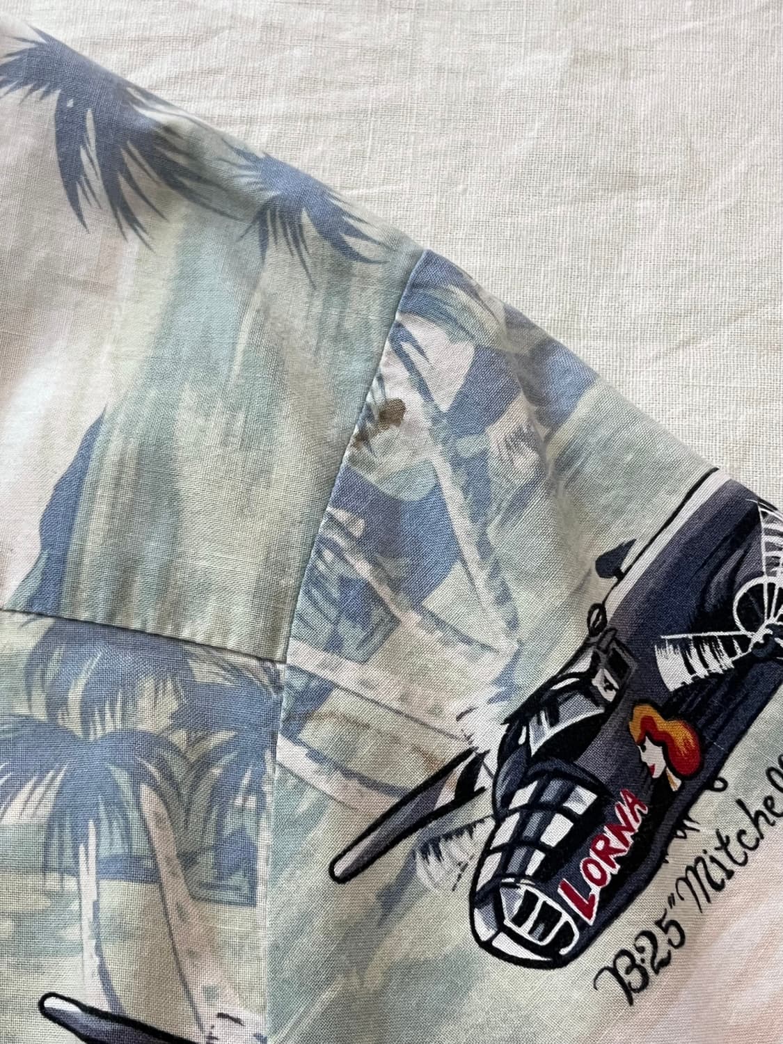 90s USA 빈티지 WWII 폭격기 하와이안 셔츠 상품이미지7