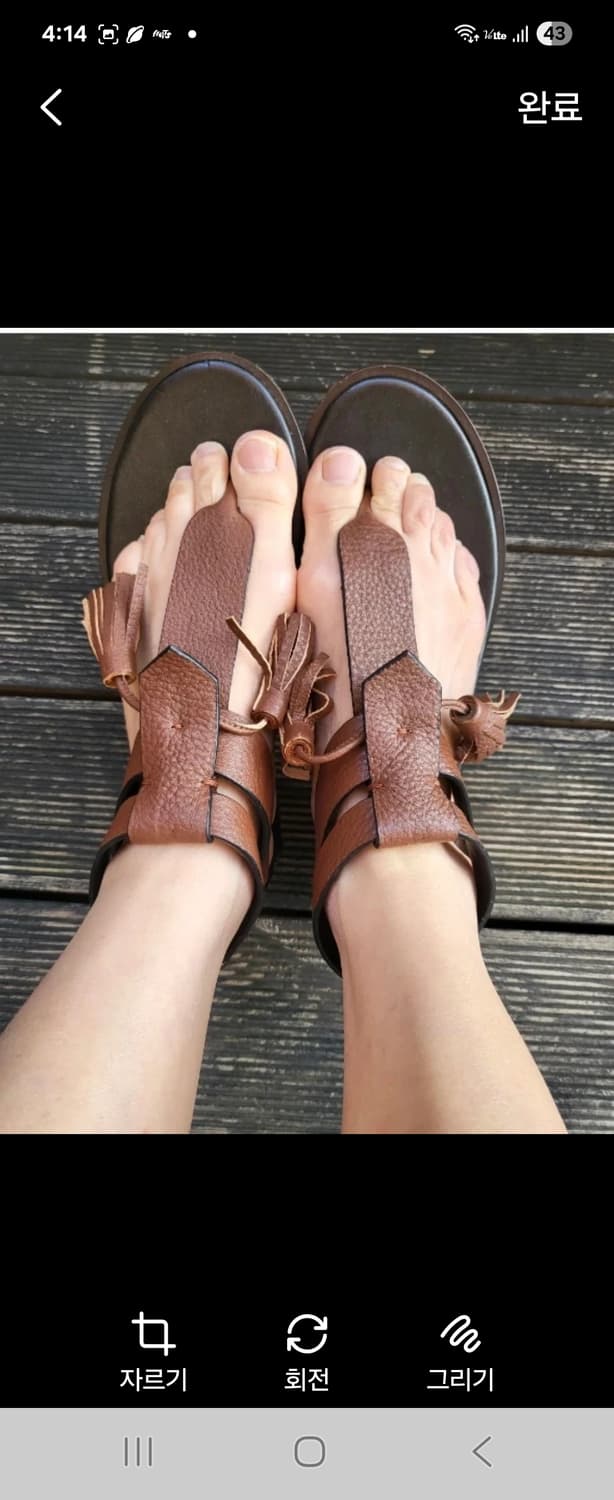 (새제품)데무 가죽 키높이 편안한 갈색 글래디 에이터 샌들225-235 상품이미지7