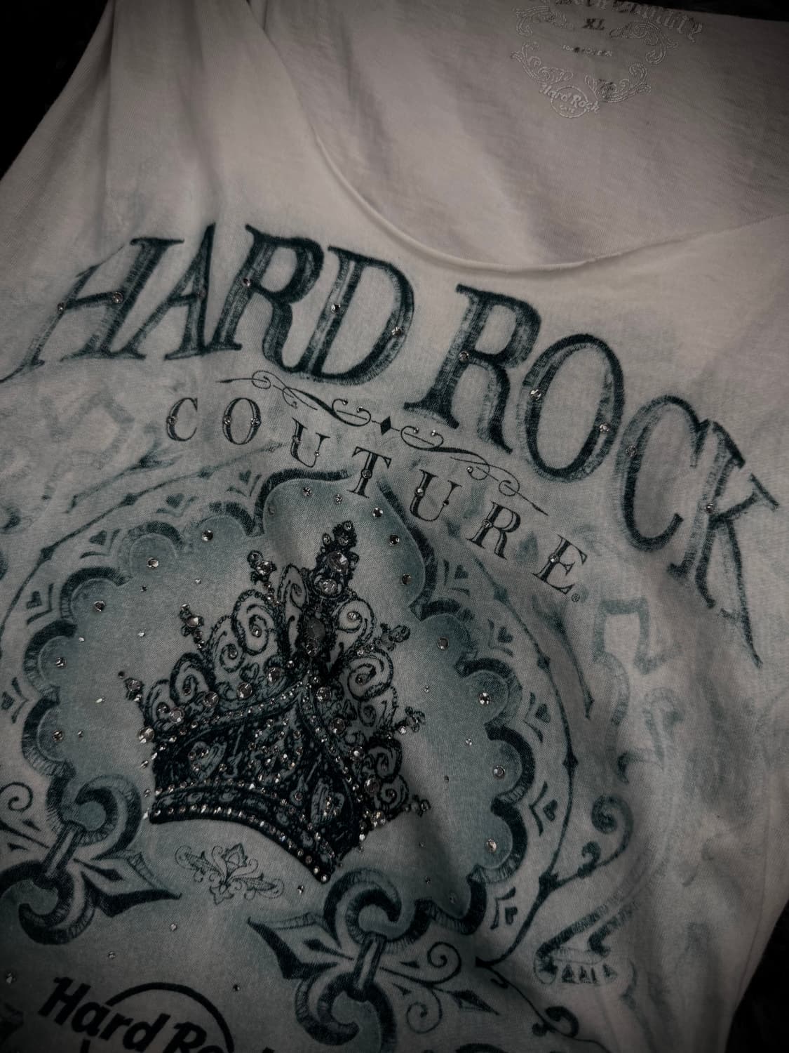 Hard Rock Cafe 화이트 셔링 백 커팅 큐빅 디테일 슬리브리스 상품이미지5