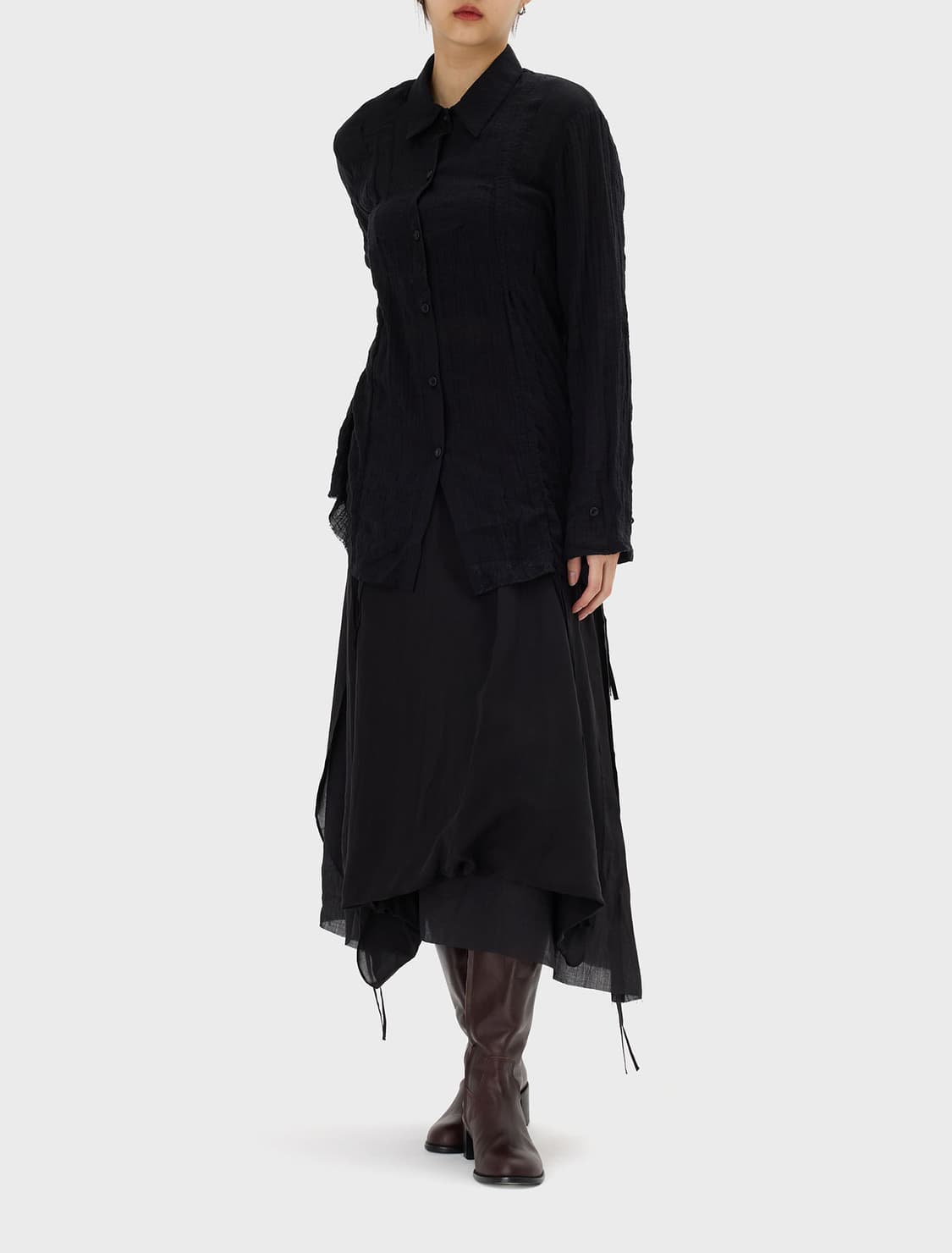 프로페서 이 드로우스트링 스커트 블랙 상품이미지1