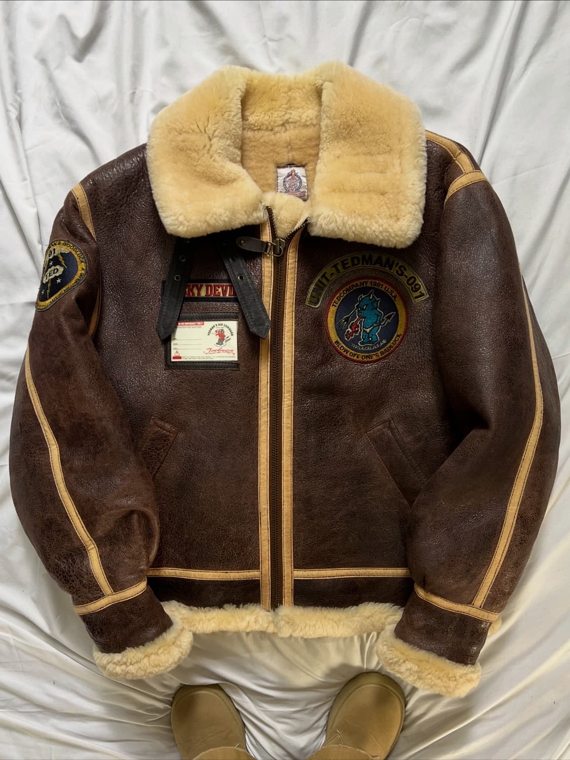 90s 테드컴퍼니 B-3 무스탕 가죽자켓 상품이미지1