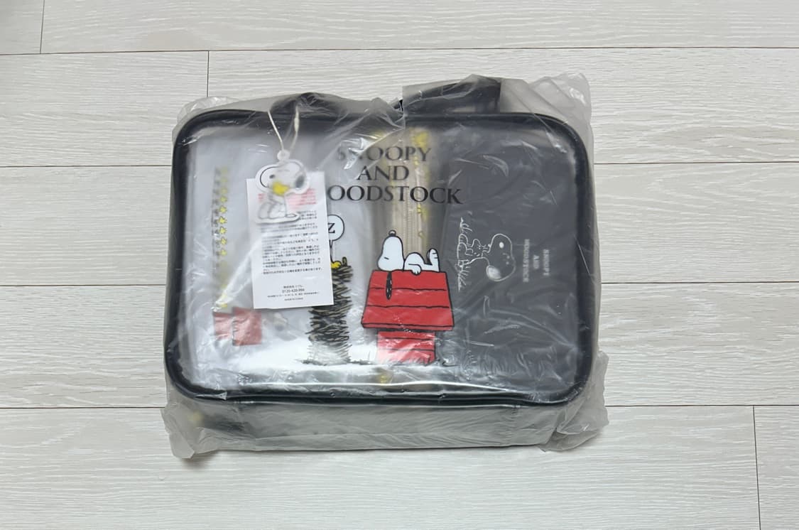 스누피 여행용 트래블 파우치 세트 블랙 검정 상품이미지1