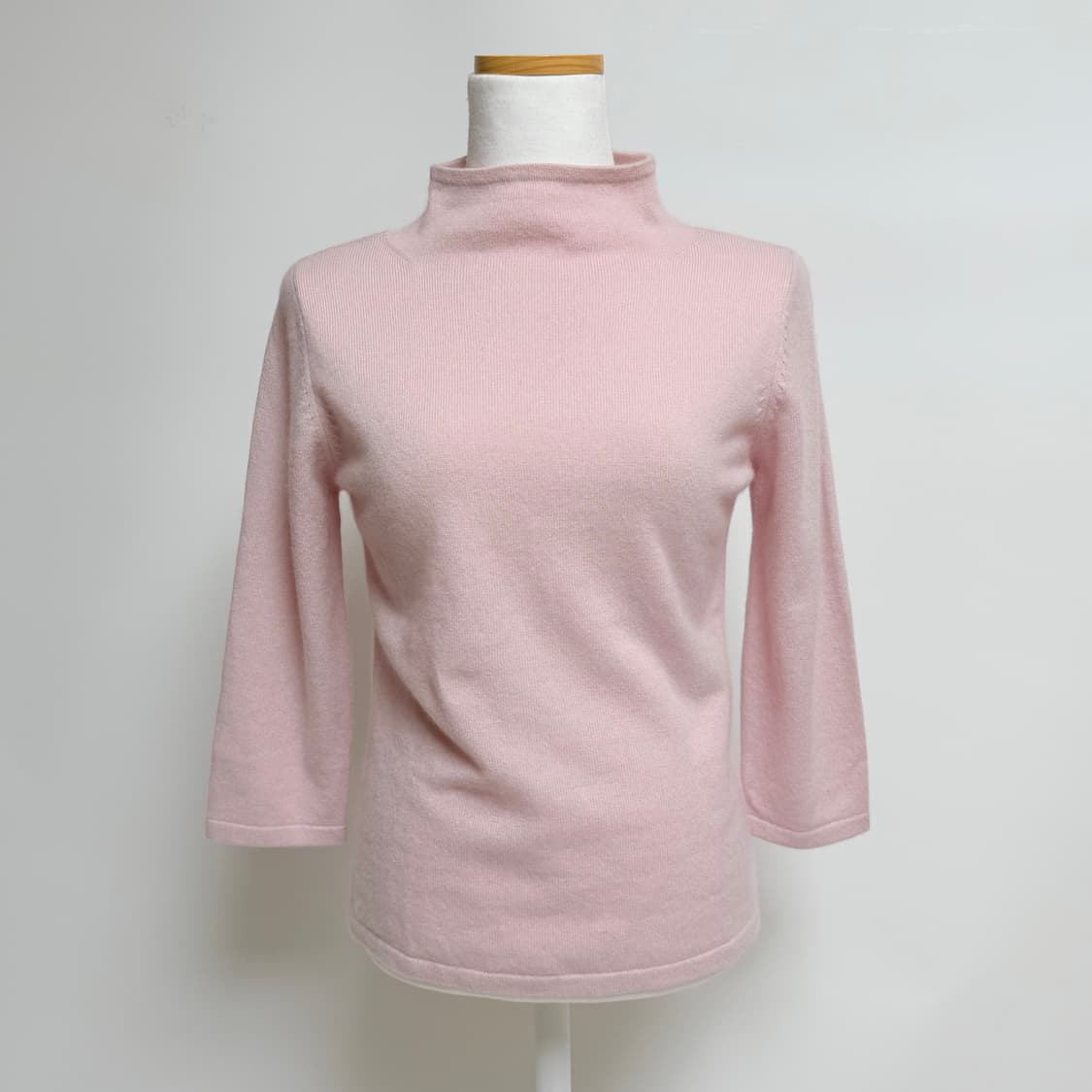 [캐시미어 100%] 파스텔 핑크 반목 7부 니트 상품이미지1