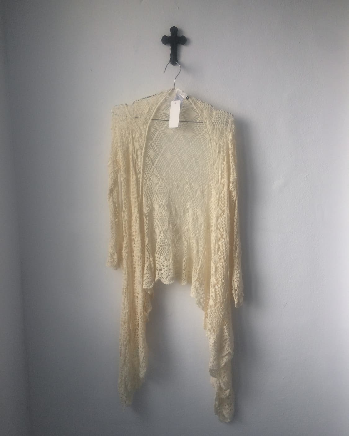 Drape point crochet knit open cardigan 상품이미지1