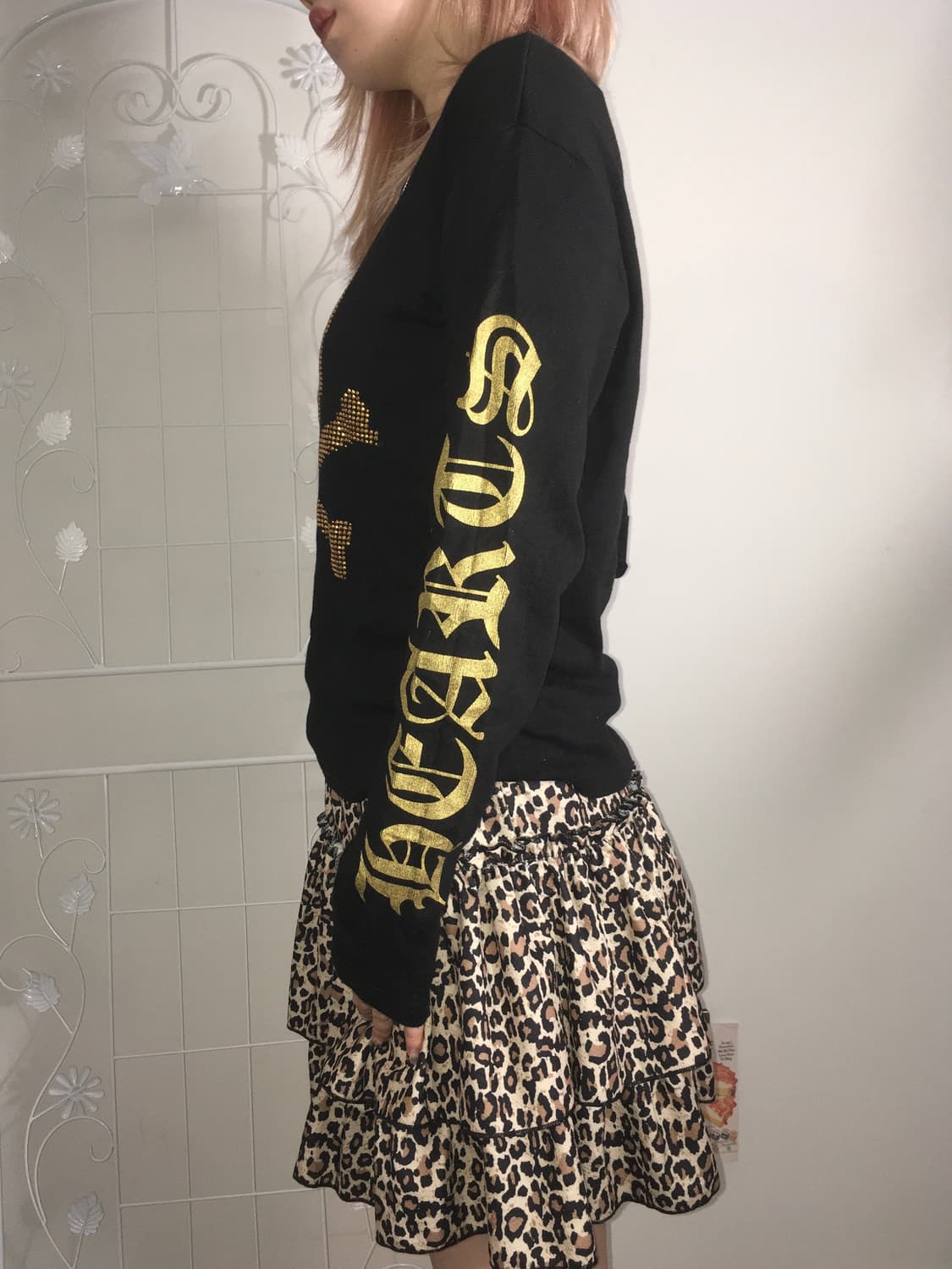 jpn vintage leopard frill cancan skirt 상품이미지3