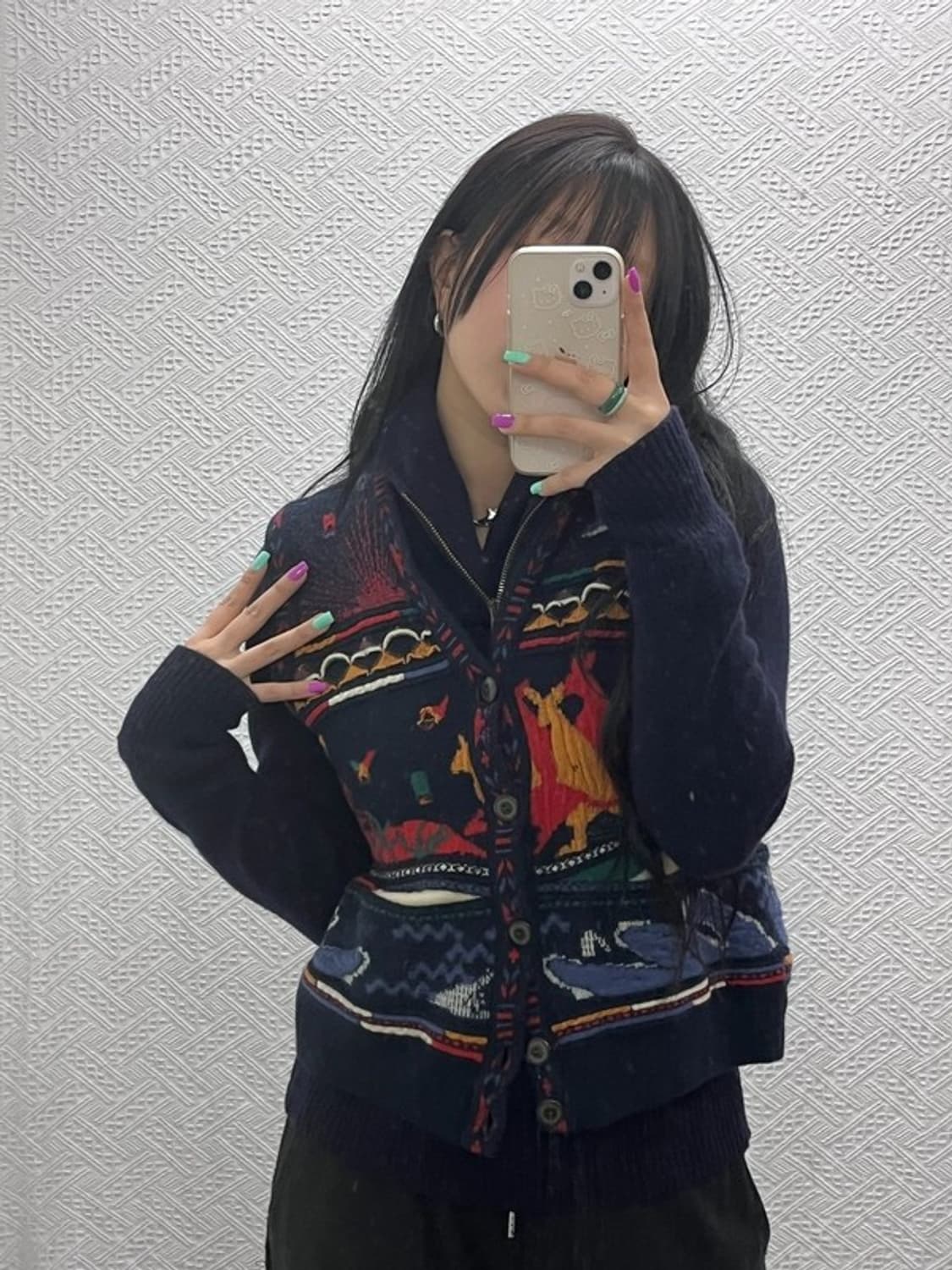 MEEROO 오스트레일리아 인디언 패턴 울 니트 조끼 XL C06904 상품이미지1