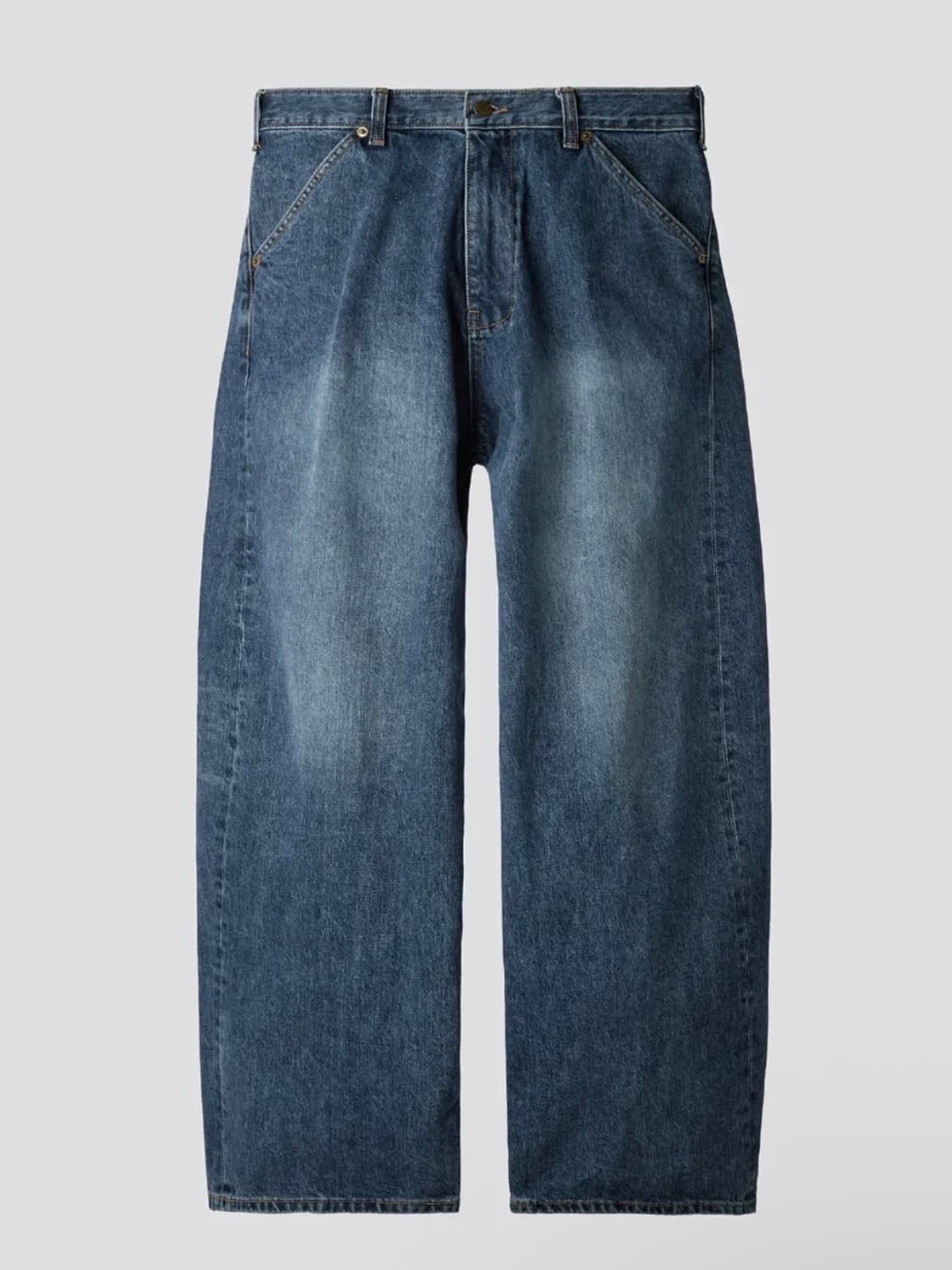 [3] 해칭룸 와이드 커브 진 워시드 블루 상품이미지1