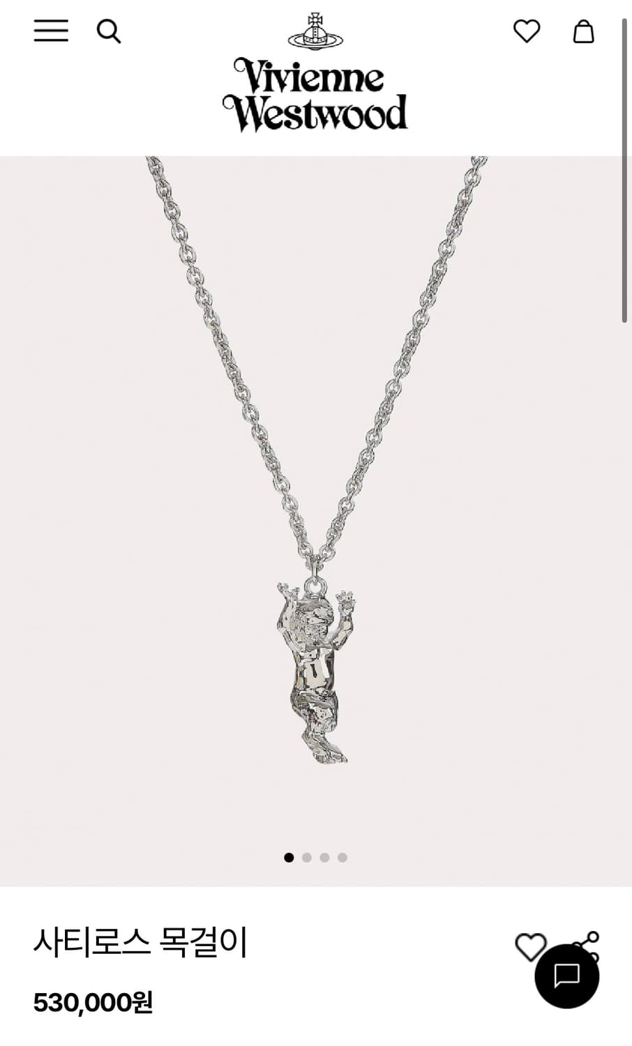비비안웨스트우드 25fw 사티로스 목걸이/실버 상품이미지5