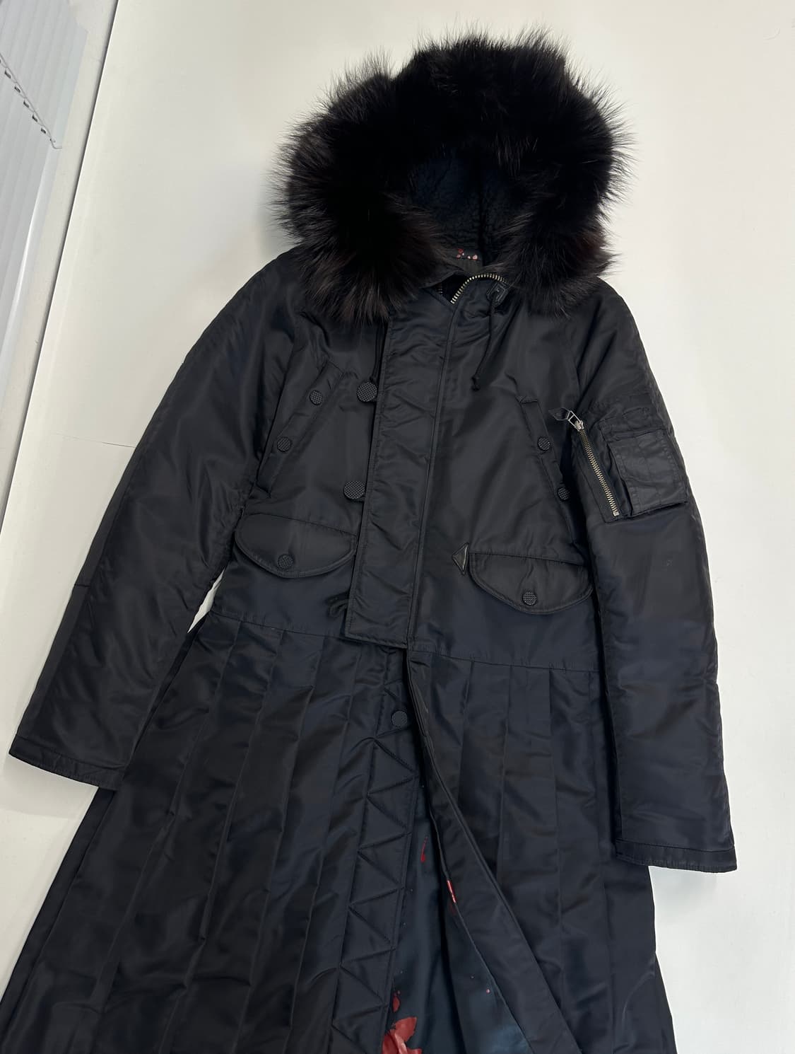 페노메논 ma-1 플리츠 롱코트 자켓  올블랙 M 상품이미지1