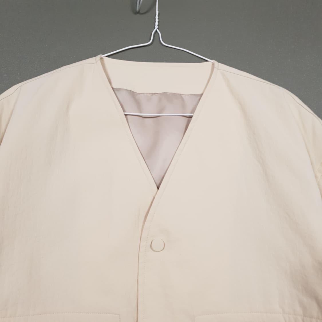 XL) 리버클래시 립스탑 심플 포켓 디테일 컬러리스 점퍼 자켓 베이지 상품이미지3