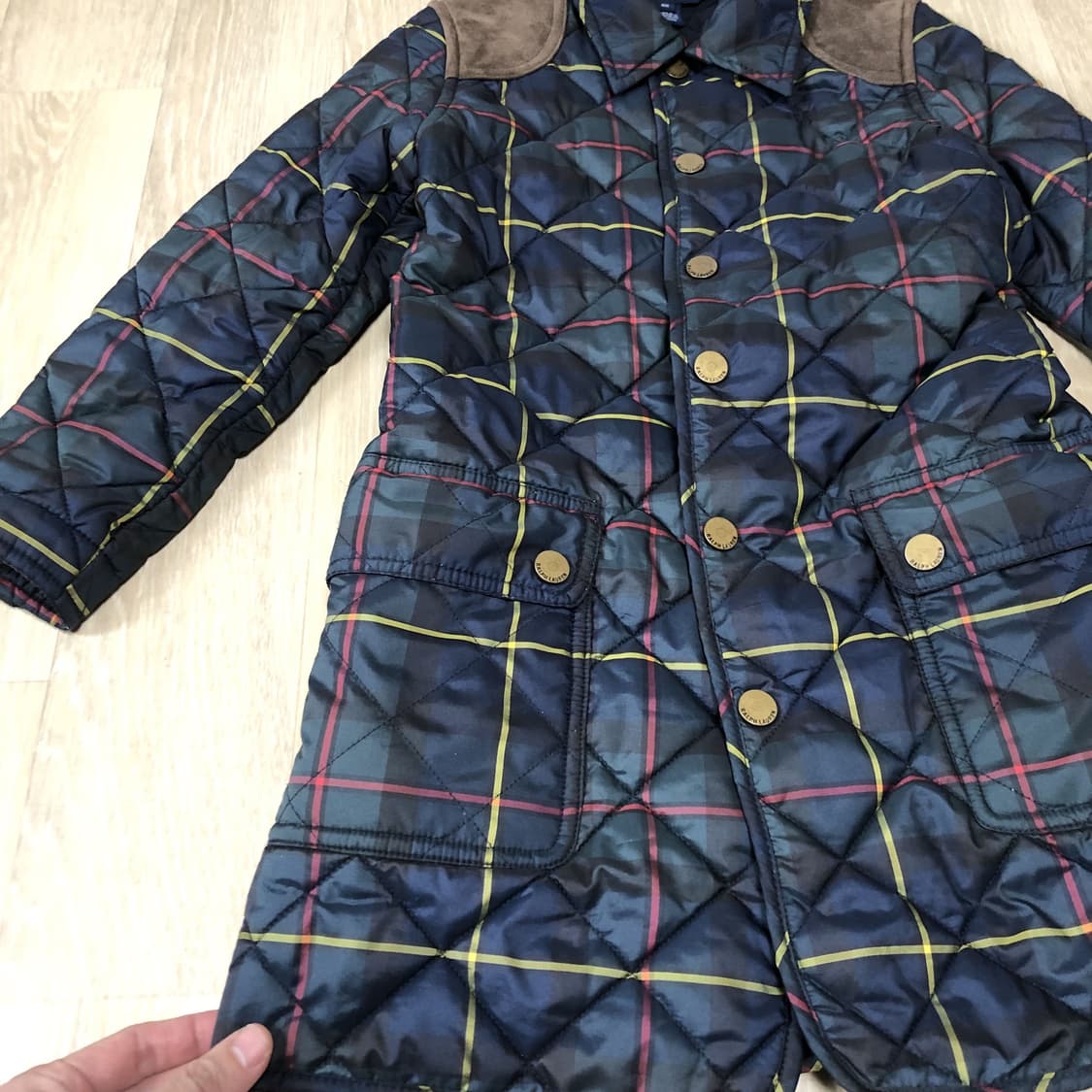 (6세) 폴로 랄프로렌 POLO 키즈 타탄 체크 롱 퀼팅 자켓 네이비 상품이미지2