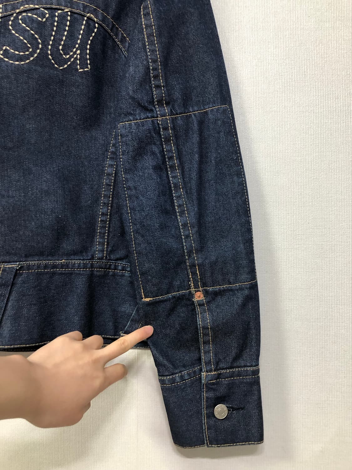 Evisu 에비수 야마네 재팬 스펠아웃 자수 데님 트러커 아메카지 청자켓 상품이미지7