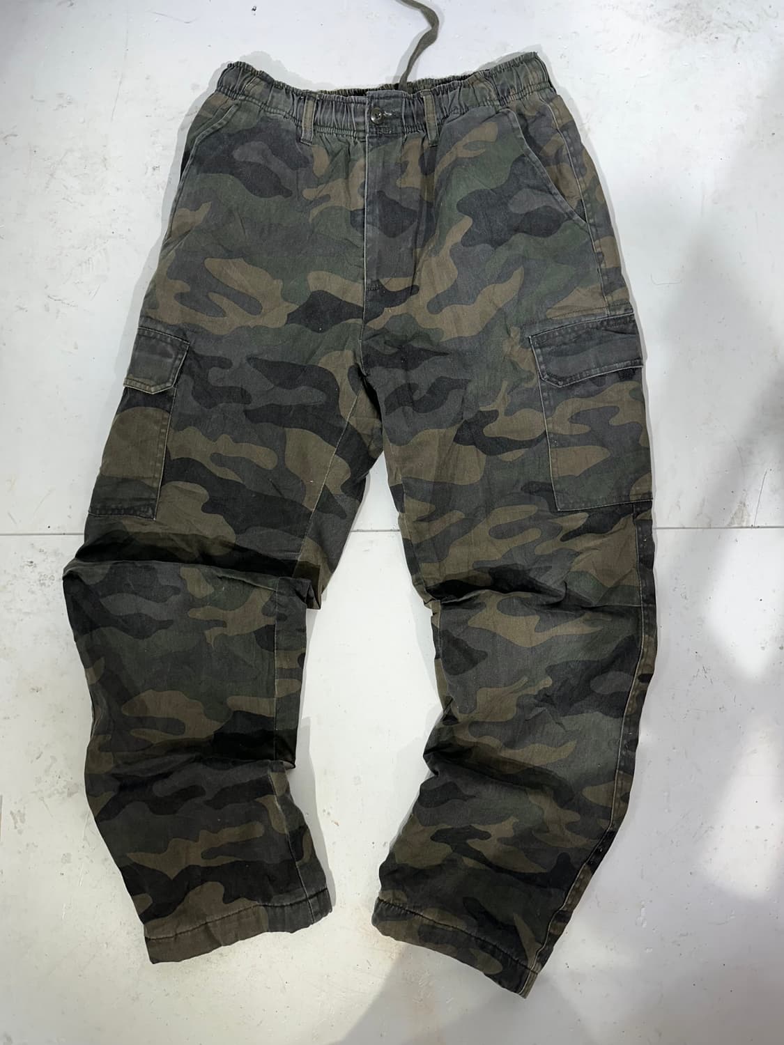 빈티지 밀리터리 카키 카모 와이드 카고 팬츠 L 상품이미지4