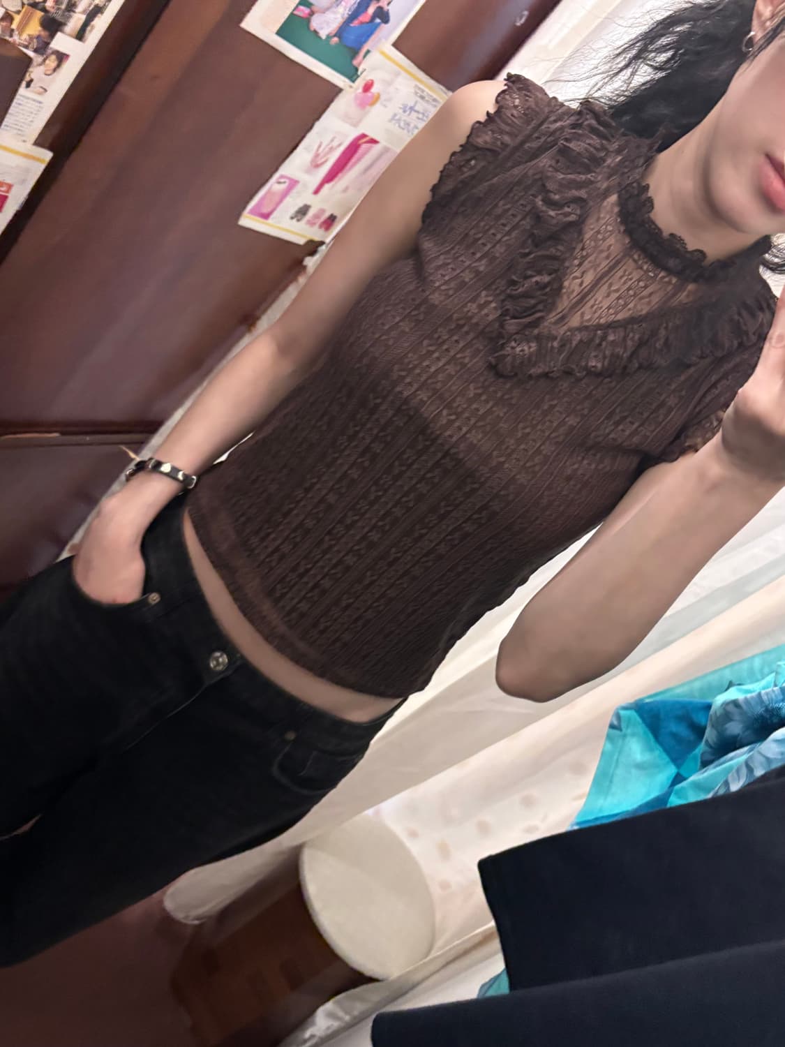 jpn vintage blown lace sleeveless blouse 상품이미지3