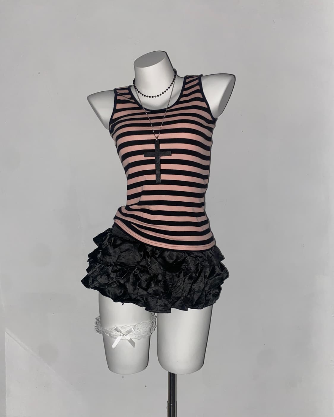  A*W pink Striped Sleeveless Top 상품이미지1