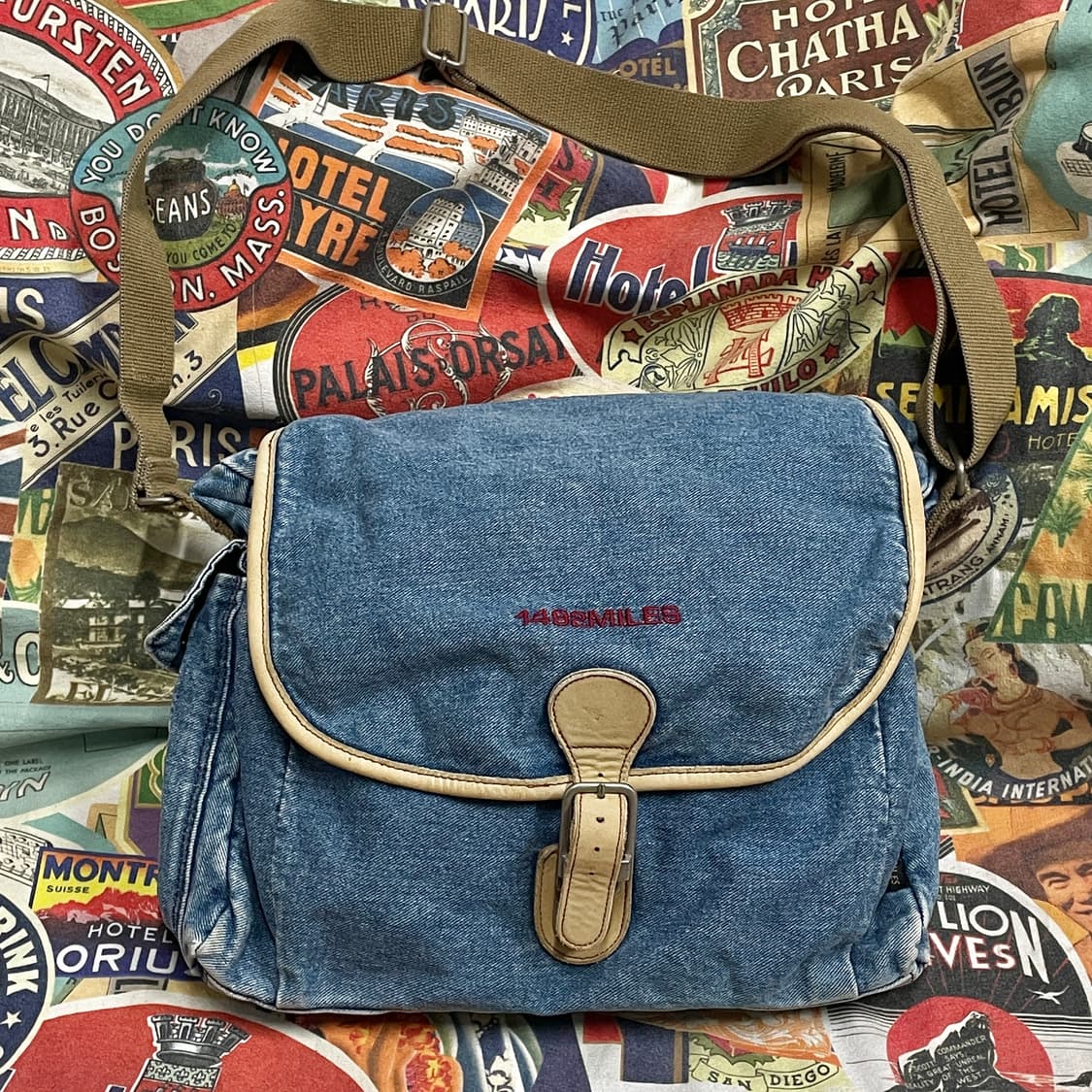 90s 코오롱 데님 메신저백 올드스쿨 우체부 가방 올드스쿨 크로스백 상품이미지2