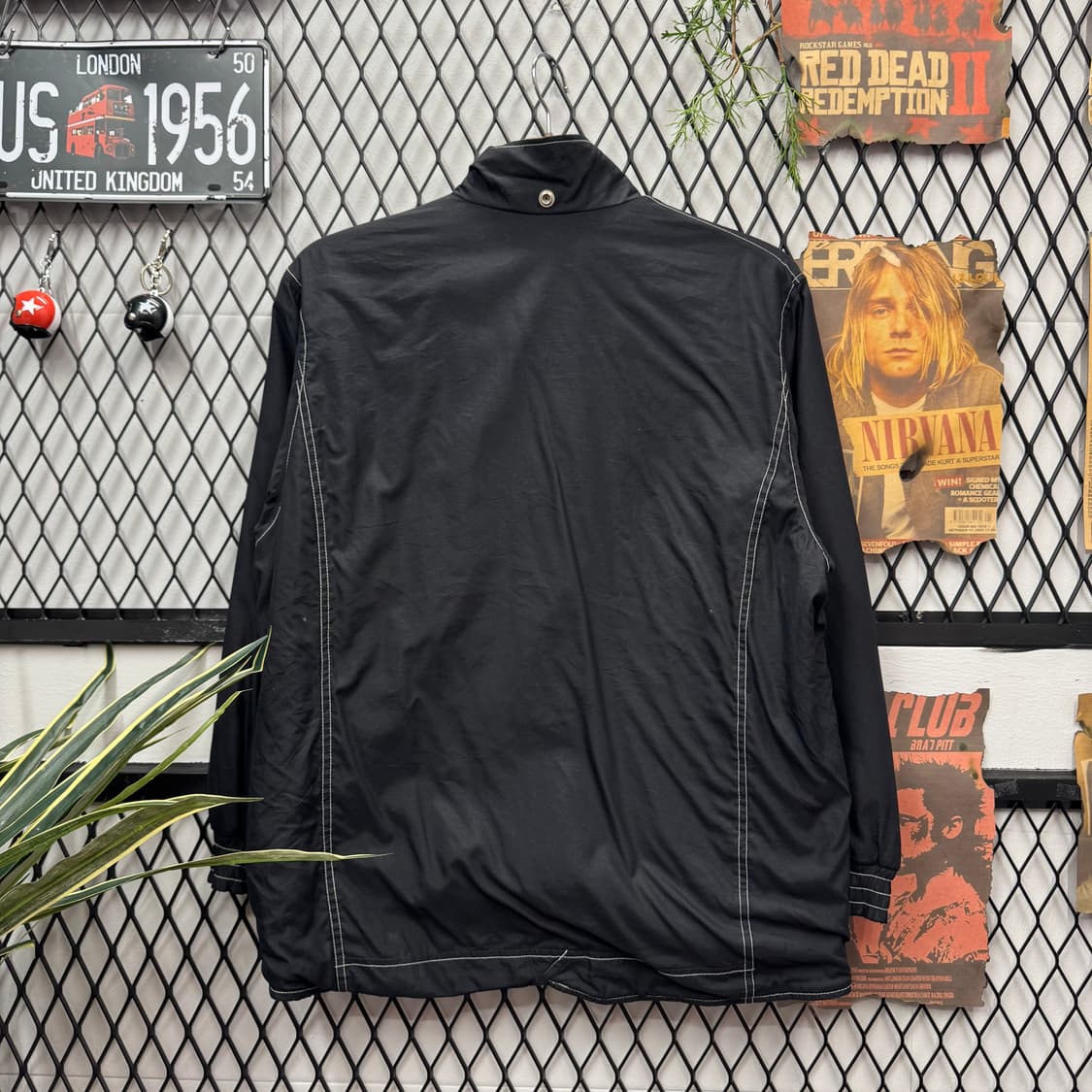 90s 나이키 올드스쿨 바람막이 전면 스티치 라인 포인트 블랙 상품이미지2