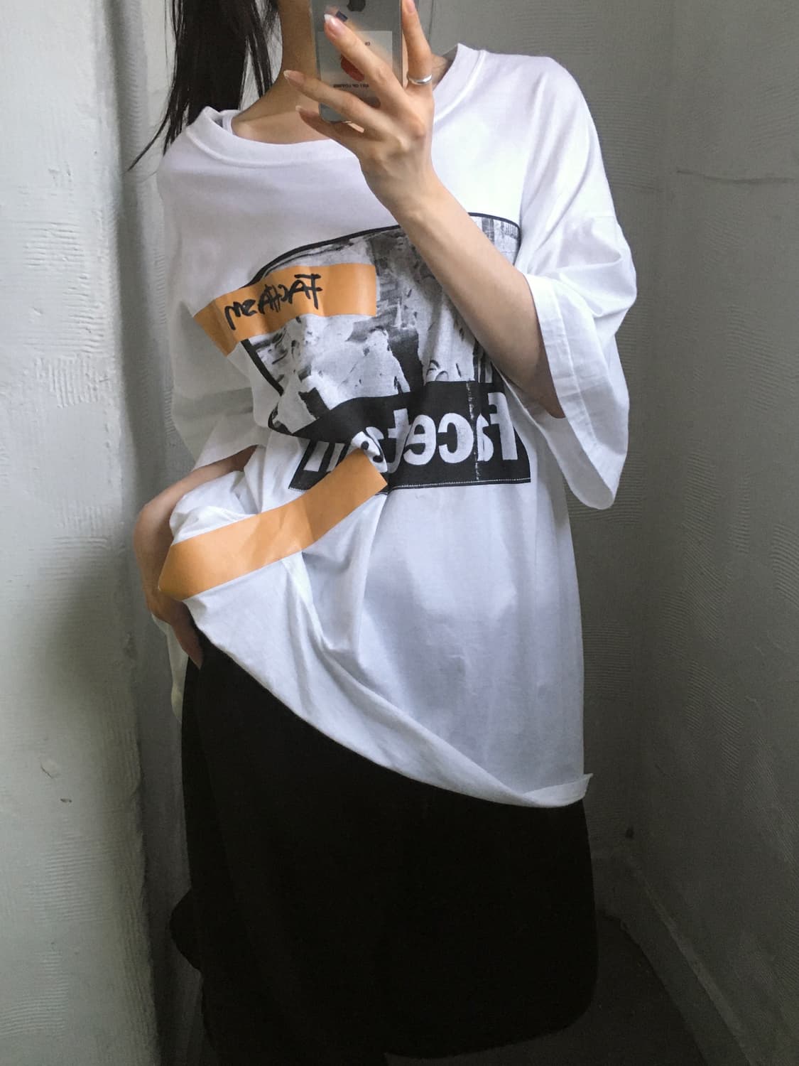 Facetasm 파세타즘 테이프 오버 화이트 티셔츠 상품이미지4