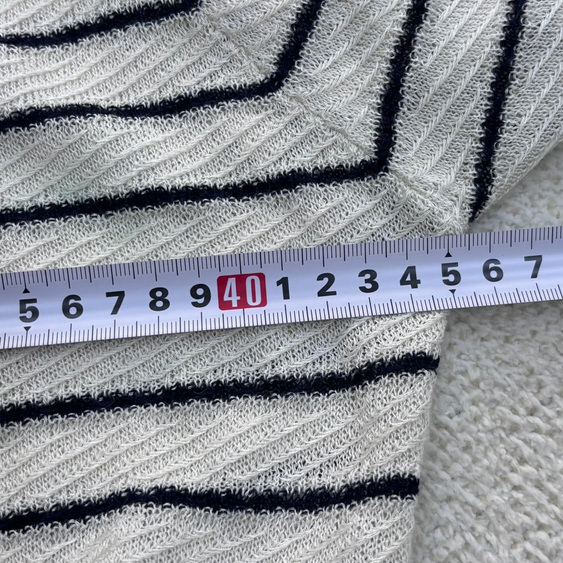 55 칼라거펠트 스트라이프 반팔 가디건 0323E 상품이미지6