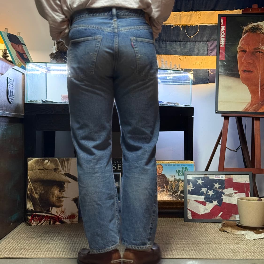 웨어하우스 Lot 세컨핸드 1101 유즈드 워시 미디움 인디고 34 상품이미지9