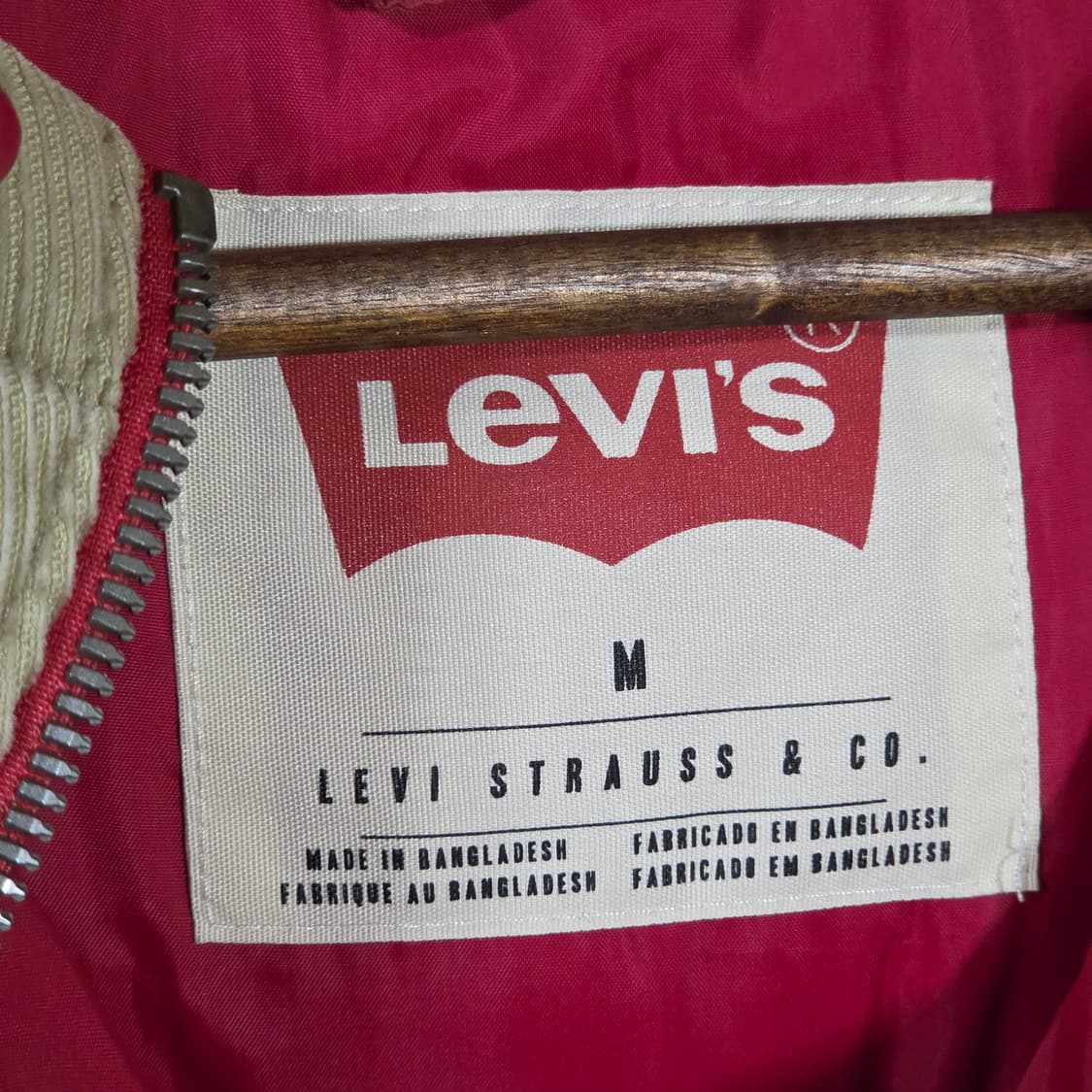 리바이스 코듀로이 배색 버건디 경량 패딩 상품이미지8