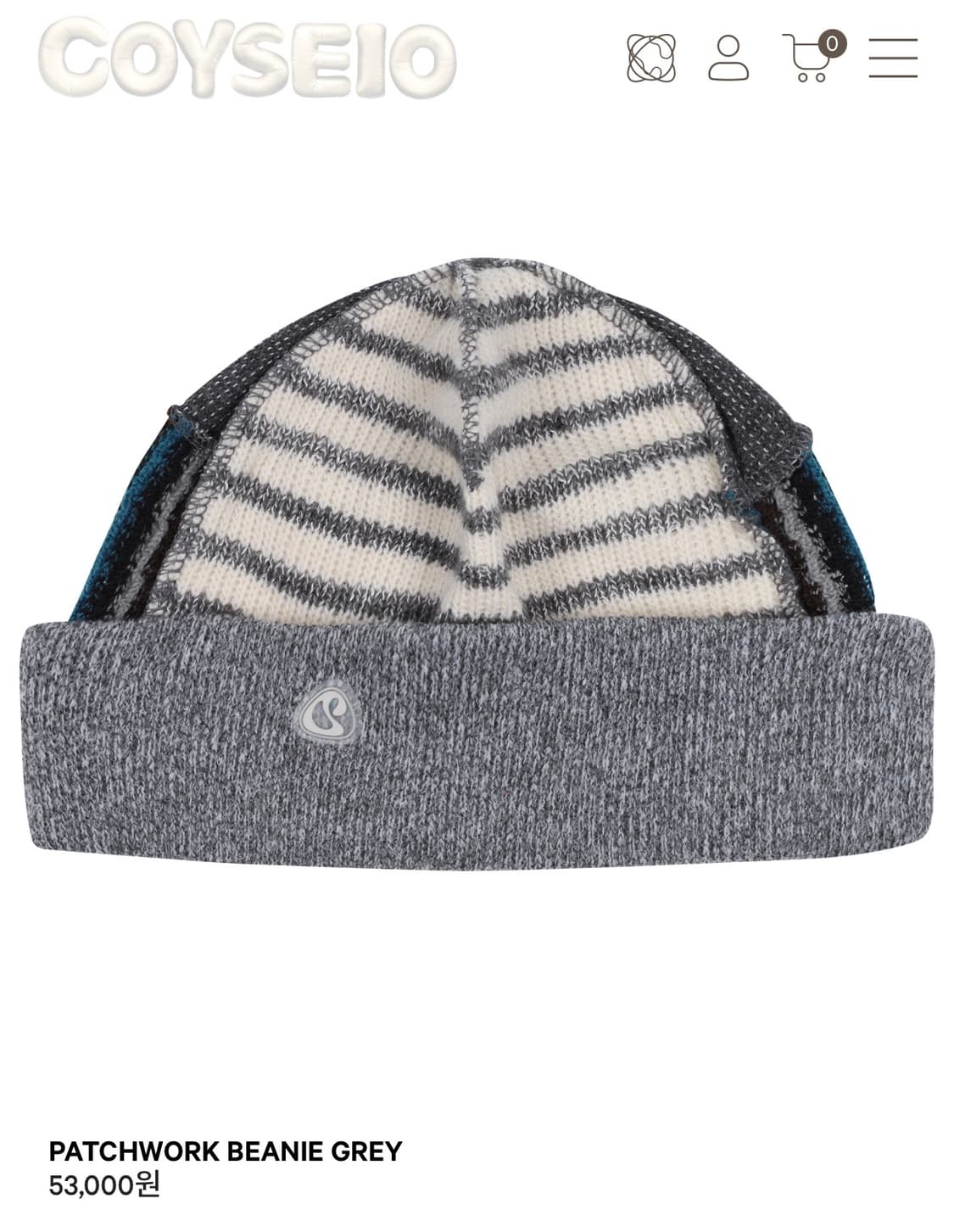 코이세이오 패치워크 비니 그레이 상품이미지1
