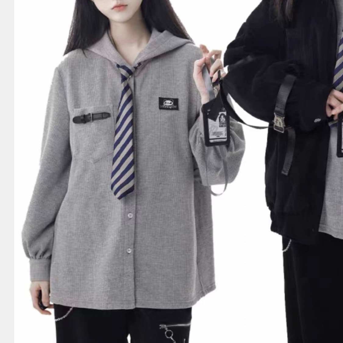 판다 중브 귀여운 니트 후드 가디건 빈티지 상품이미지1