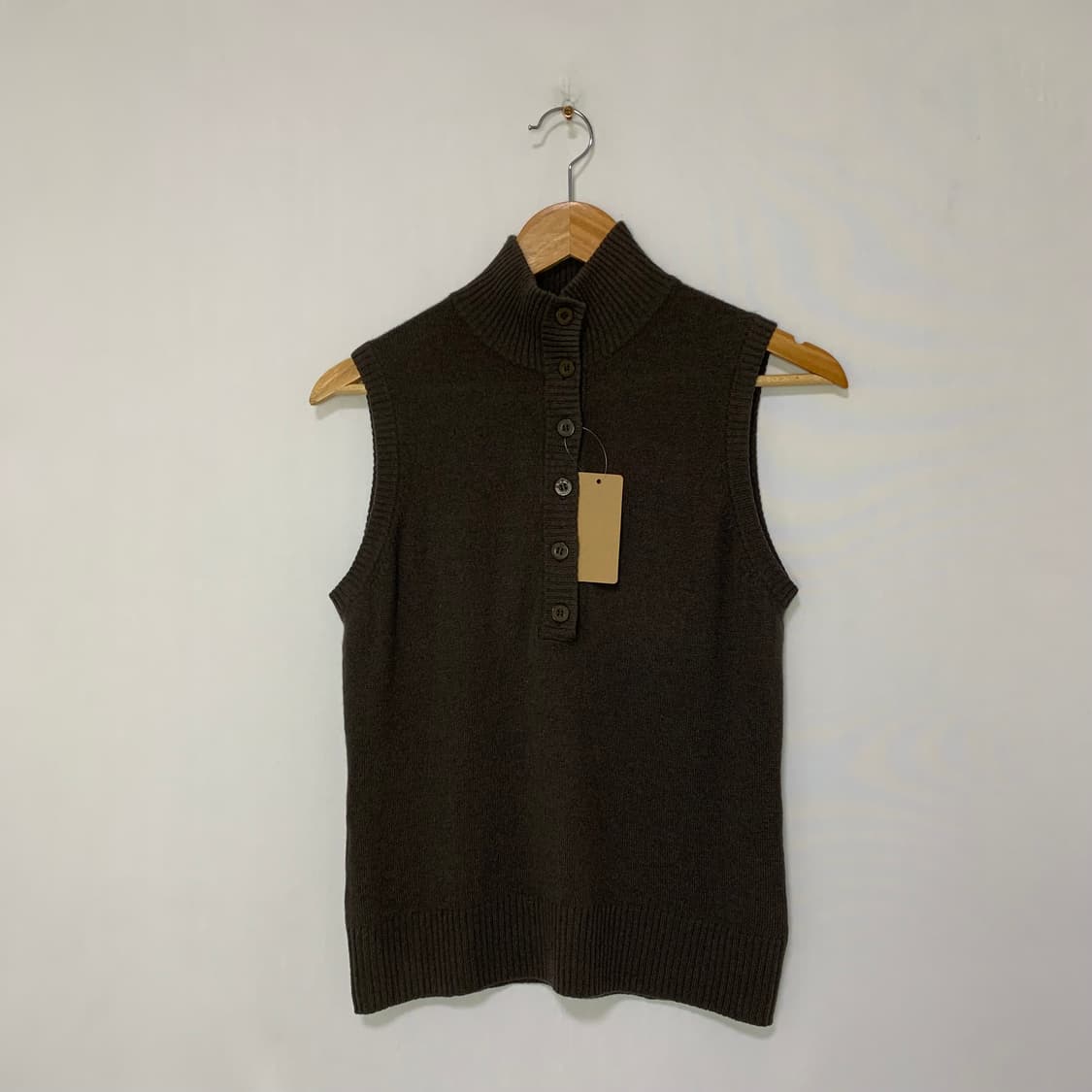 빈티지 캐시미어 100% 하이넥 반목 니트 조끼 베스트 크리지아 상품이미지1