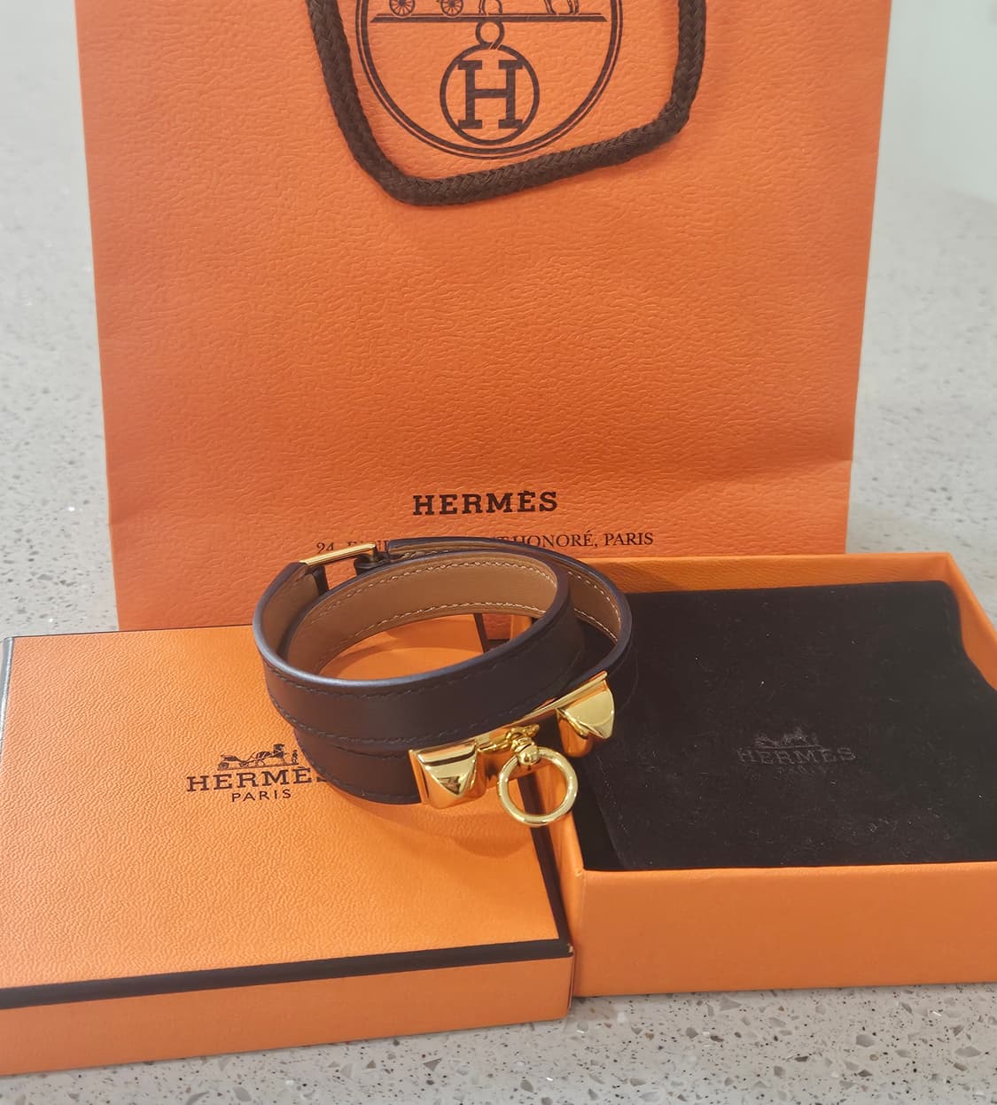 [신품급]에르메스 리베일 더블투어 금장 블랙 팔찌 (M) [정품/풀세트] 상품이미지2