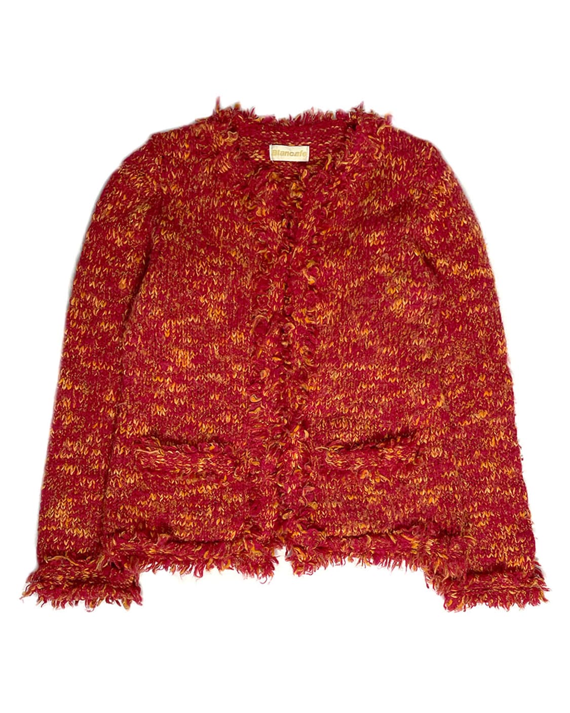 vintage 레드 오렌지 트위드 니트 자켓  상품이미지1