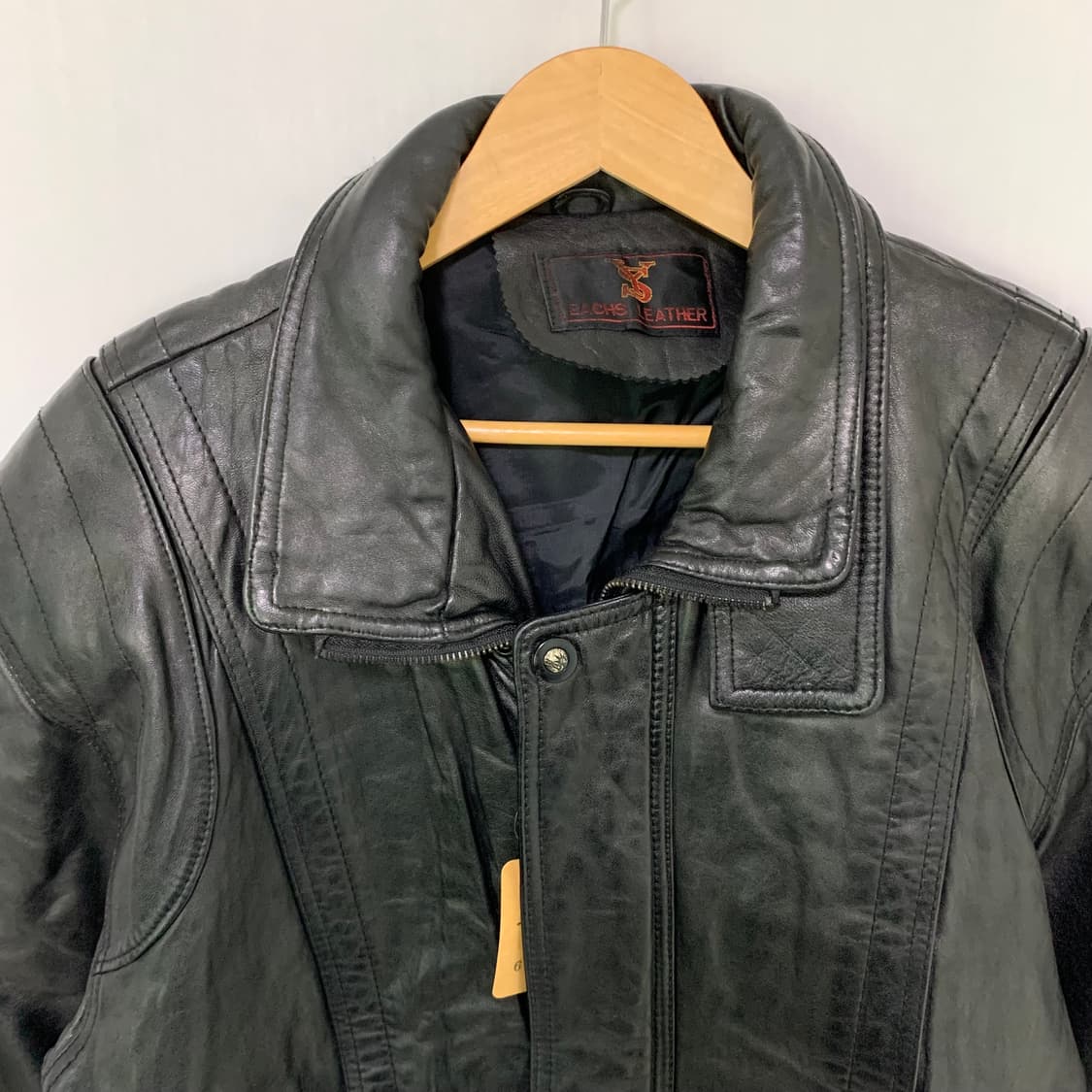 빈티지 블랙 리얼레더 하이넥 소가죽 오버핏 블루종 봄버 자켓 상품이미지3